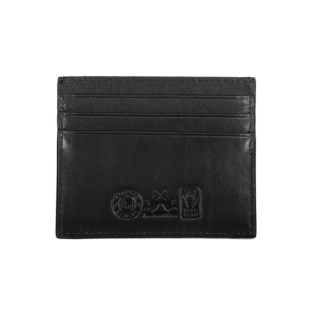 La Martina Black Leather Wallet Mens Wallet