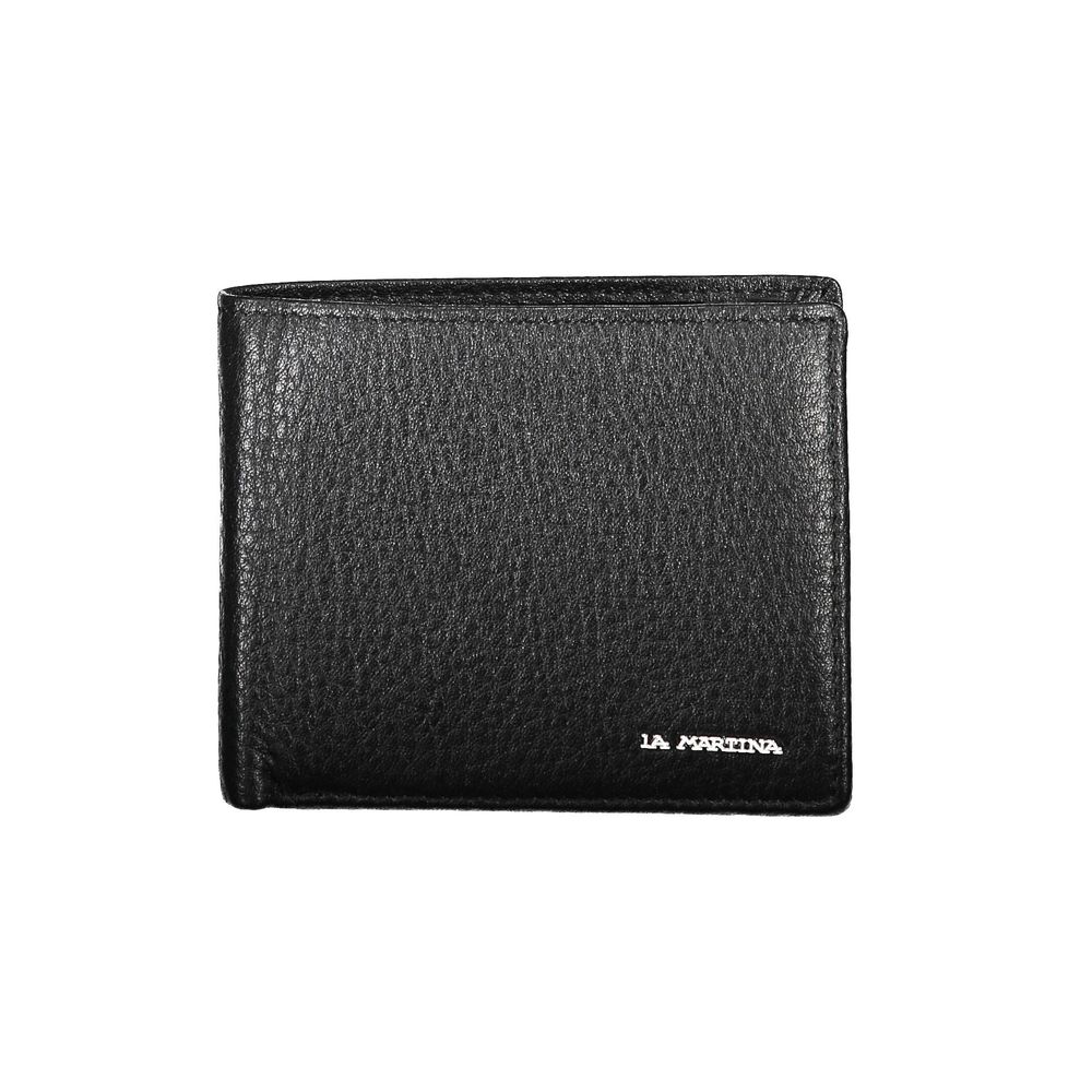 La Martina Black Leather Wallet Mens Wallet