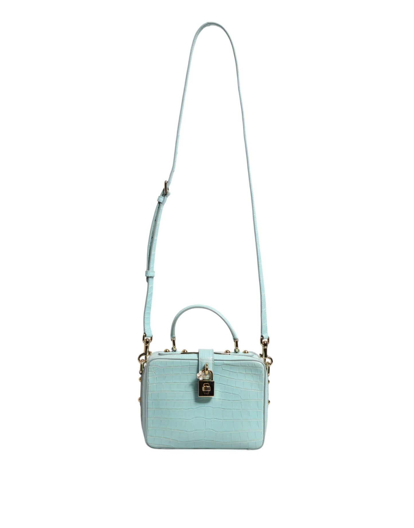 Dolce & Gabbana Mint Green Embossed Leather Padlock Shoulder Bag Womens Shoulder Bag