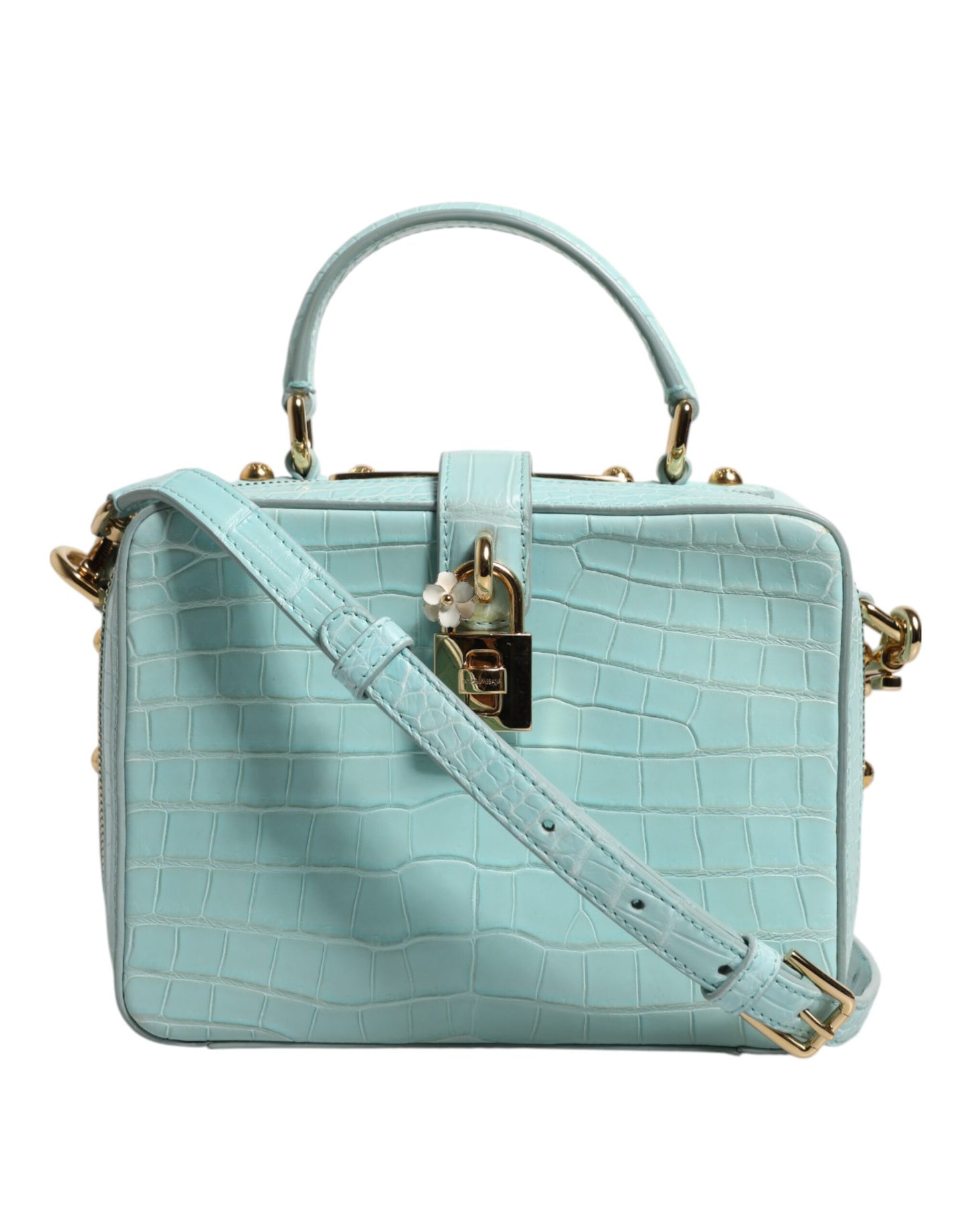 Dolce & Gabbana Mint Green Embossed Leather Padlock Shoulder Bag Womens Shoulder Bag