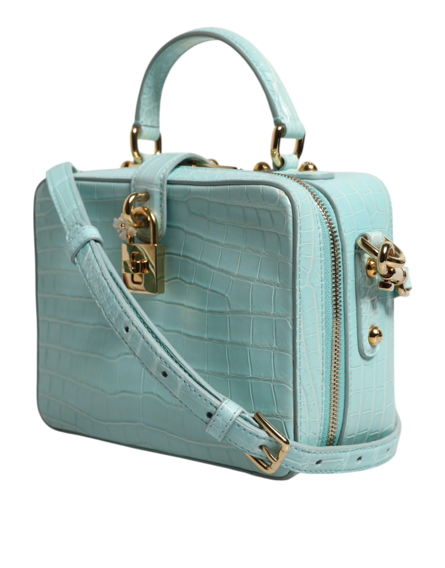 Dolce & Gabbana Mint Green Embossed Leather Padlock Shoulder Bag Womens Shoulder Bag