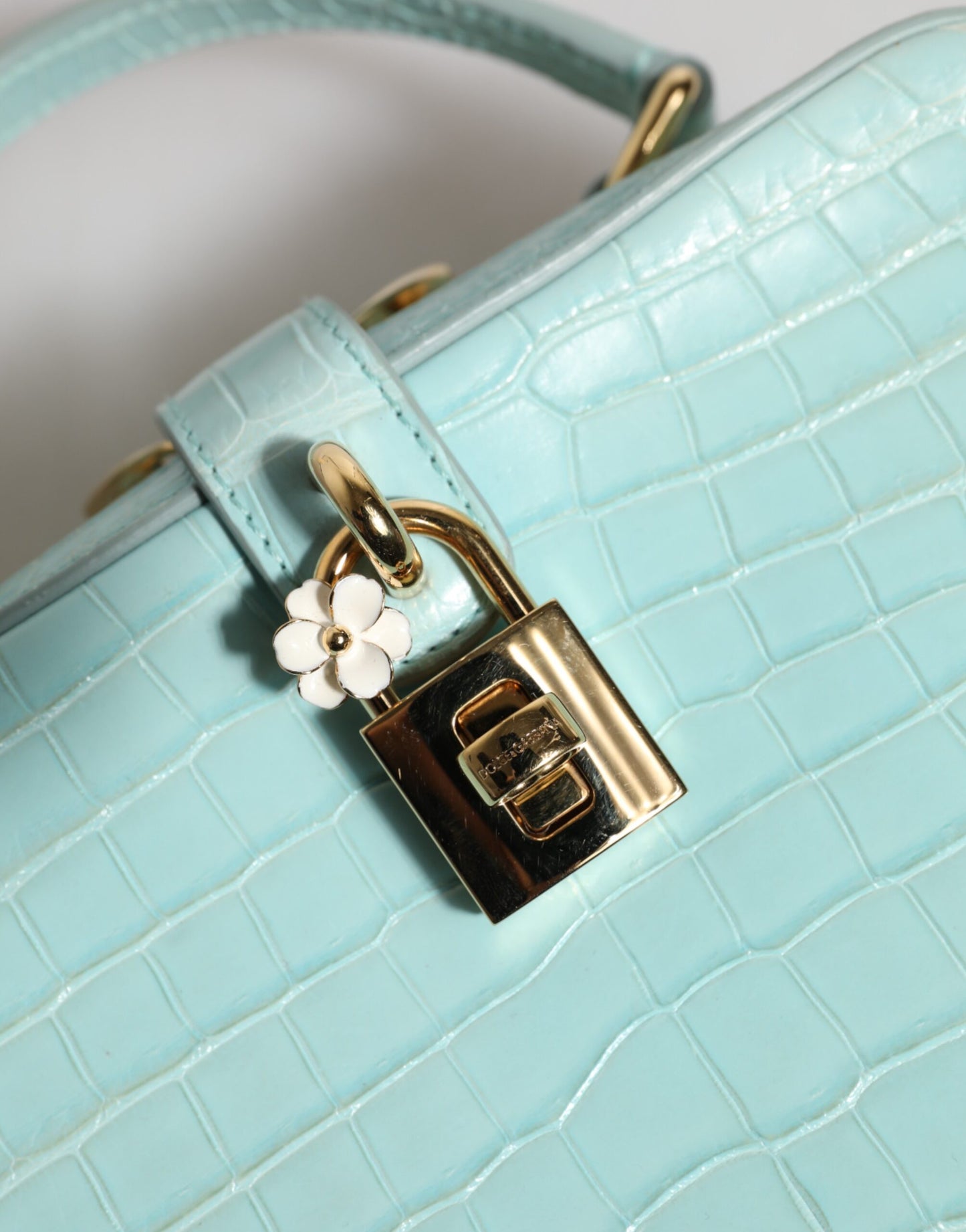 Dolce & Gabbana Mint Green Embossed Leather Padlock Shoulder Bag Womens Shoulder Bag