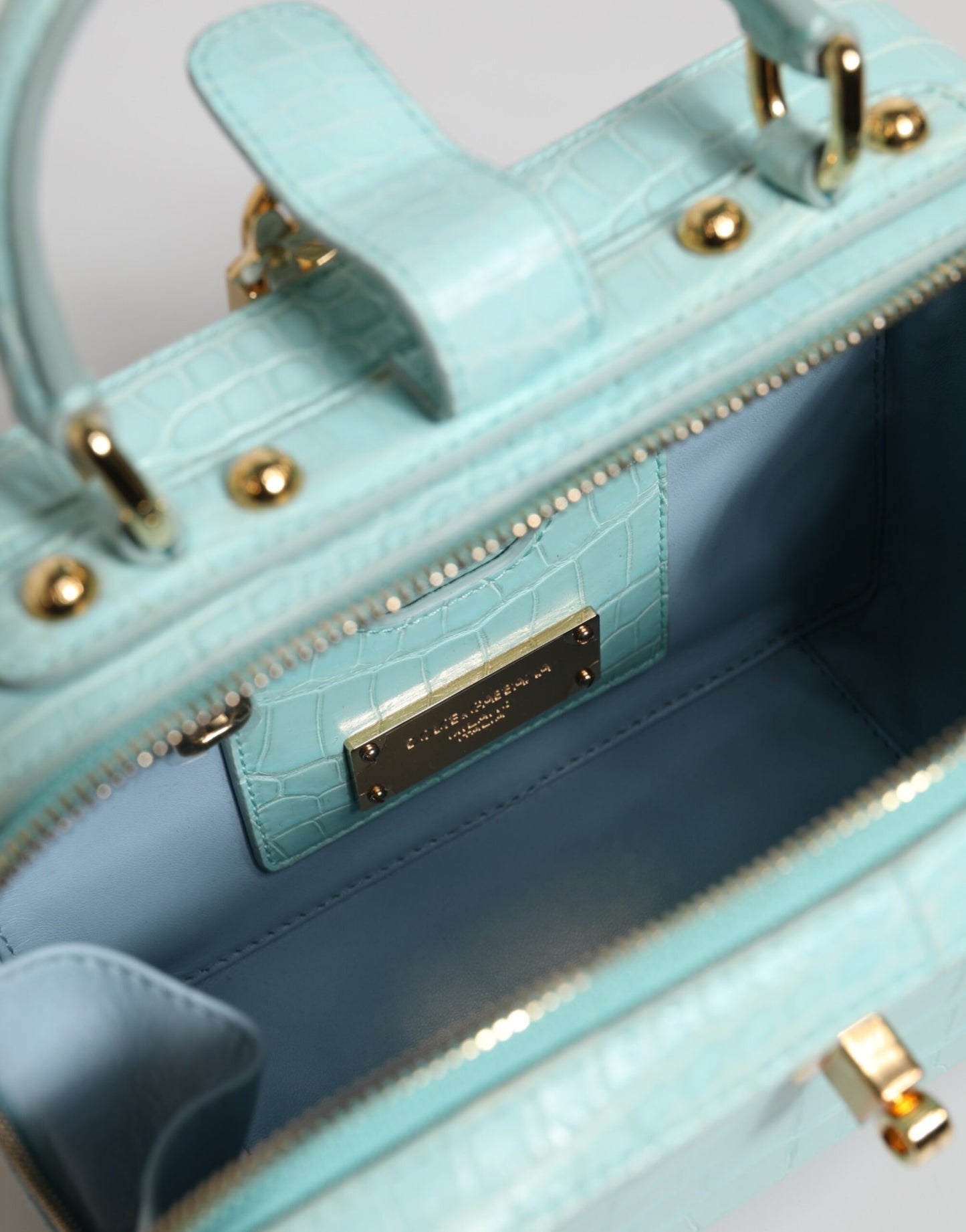 Dolce & Gabbana Mint Green Embossed Leather Padlock Shoulder Bag Womens Shoulder Bag