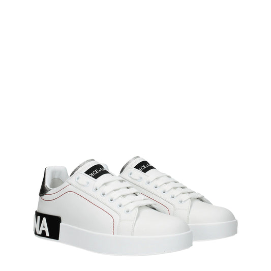 Dolce & Gabbana White Leather Low Top Sneakers