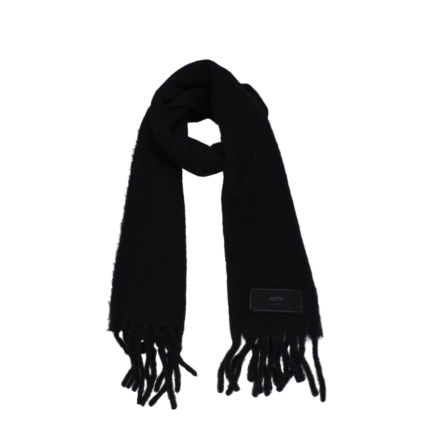 Ami Paris Black Leather Scarves Womens