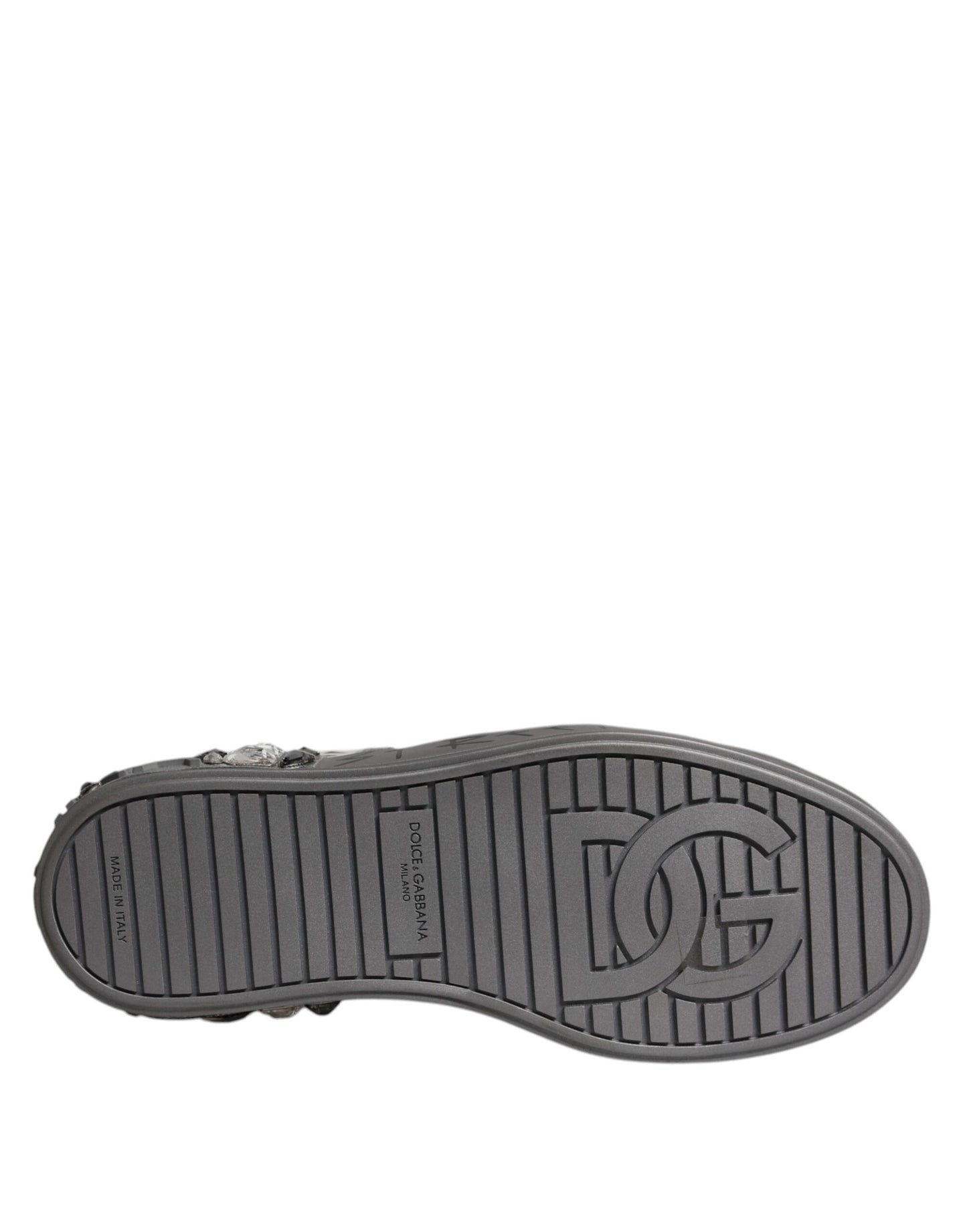 Dolce & Gabbana White Crystal Logo Portofino Sneakers Shoes