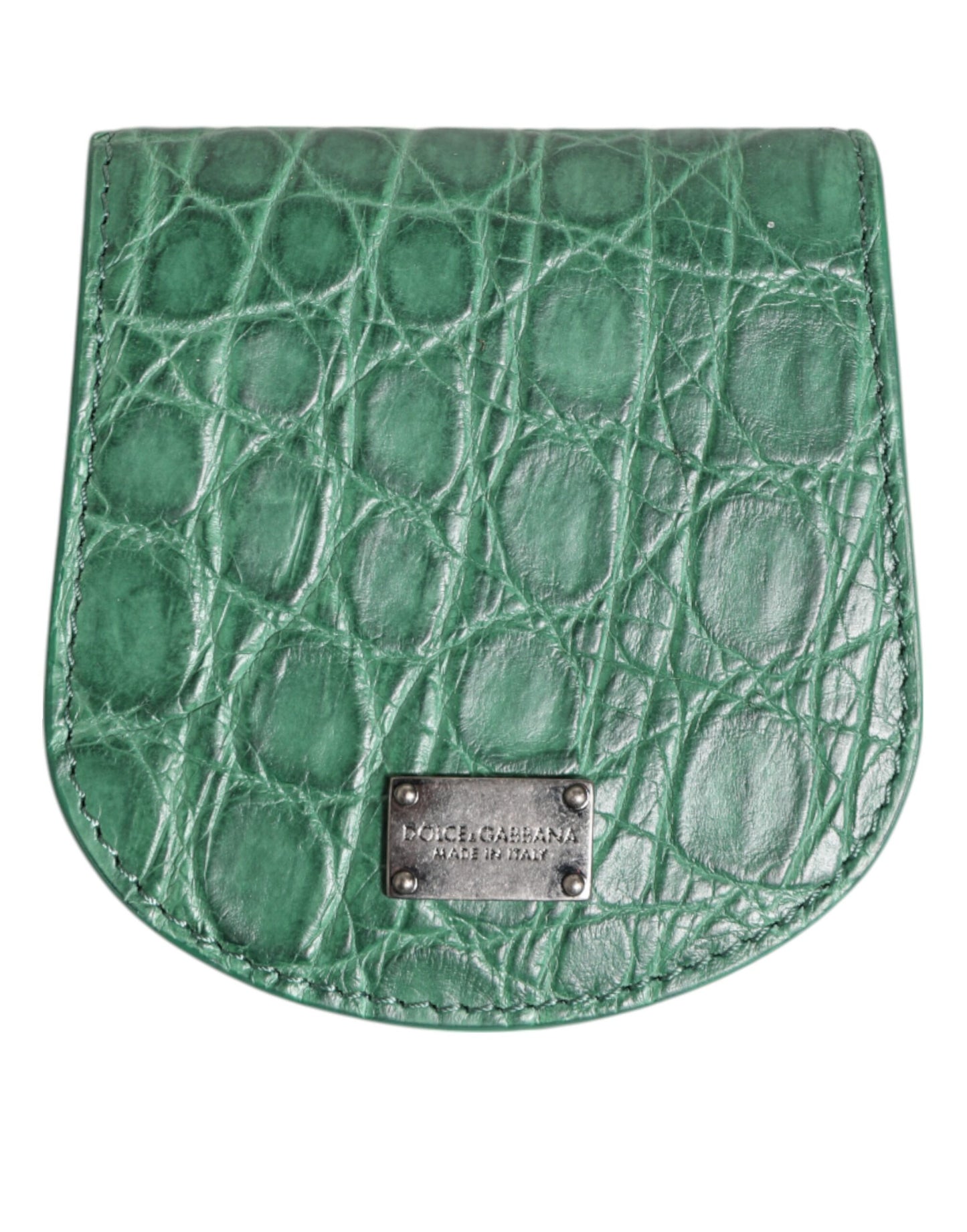 Dolce & Gabbana Green Exotic Skin Coin Condom Case Holder Pocket Wallet Mens Wallet