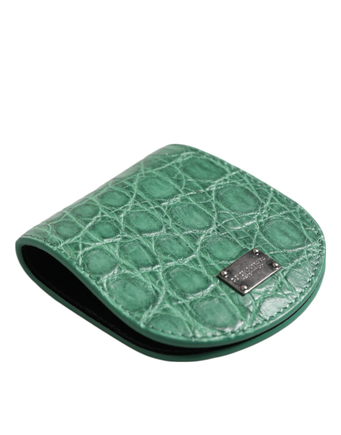 Dolce & Gabbana Green Exotic Skin Coin Condom Case Holder Pocket Wallet Mens Wallet