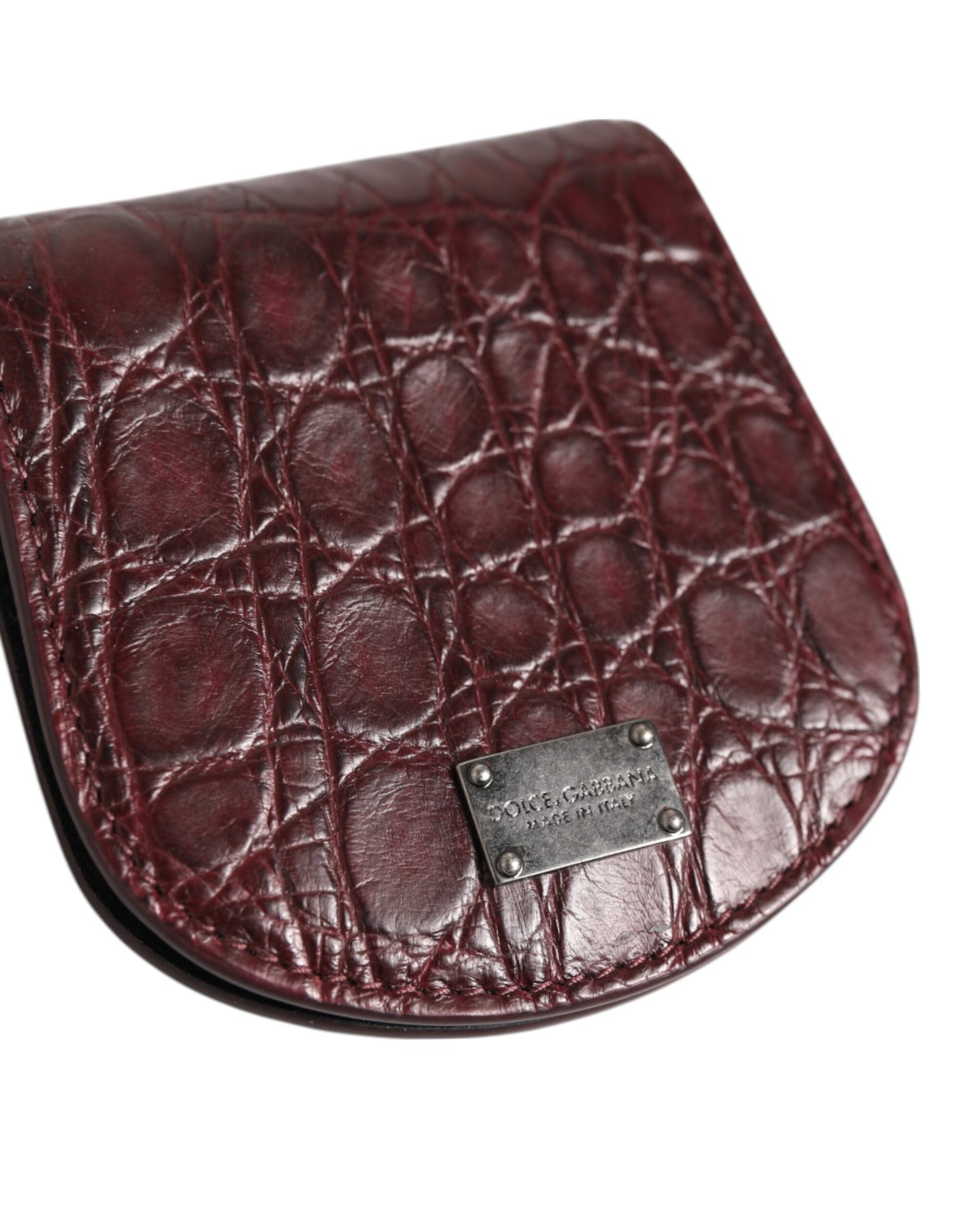 Dolce & Gabbana Burgundy Exotic Skin Coin Condom Case Holder Pocket Wallet Mens Wallet
