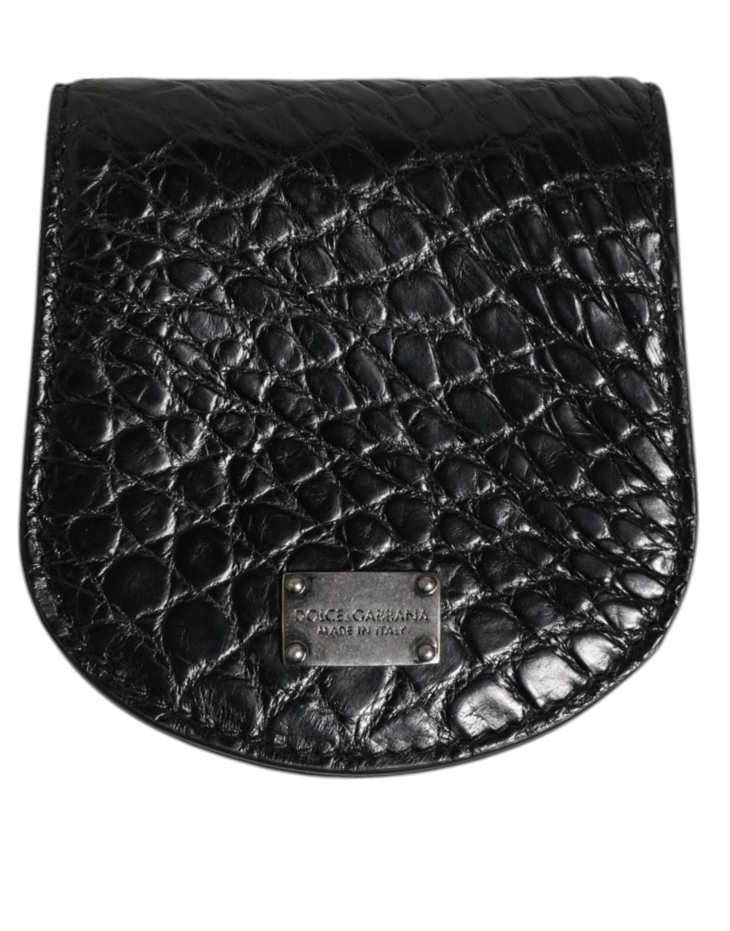 Dolce & Gabbana Black Exotic Skin Coin Condom Case Holder Pocket Wallet Mens Wallet