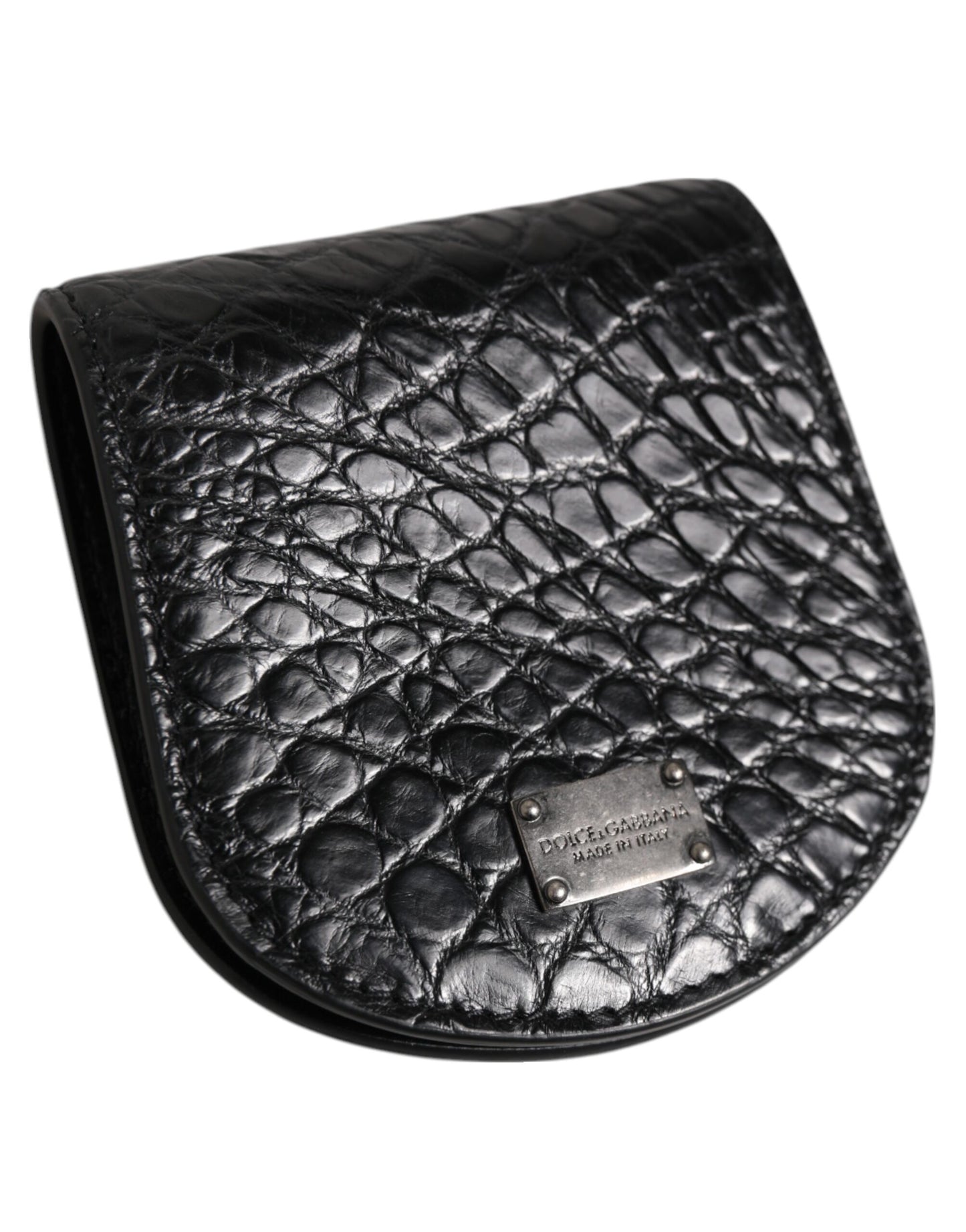 Dolce & Gabbana Black Exotic Skin Coin Condom Case Holder Pocket Wallet Mens Wallet