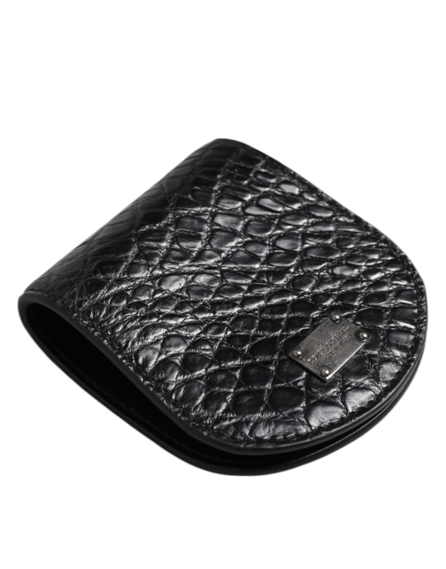 Dolce & Gabbana Black Exotic Skin Coin Condom Case Holder Pocket Wallet Mens Wallet