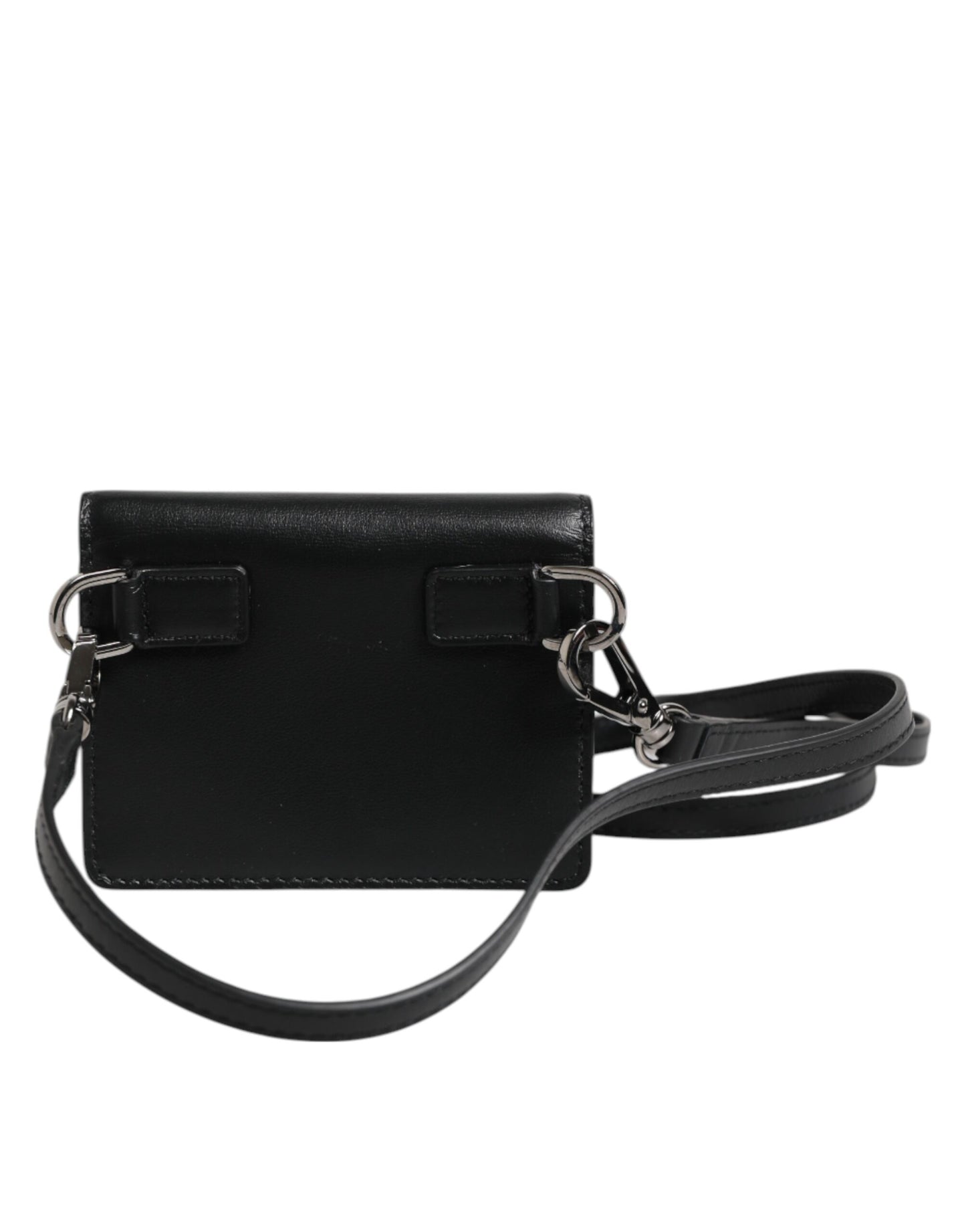 Dolce & Gabbana Black Leather Bifold Card Holder Crossbody Men Borse Bag Mens Wallet