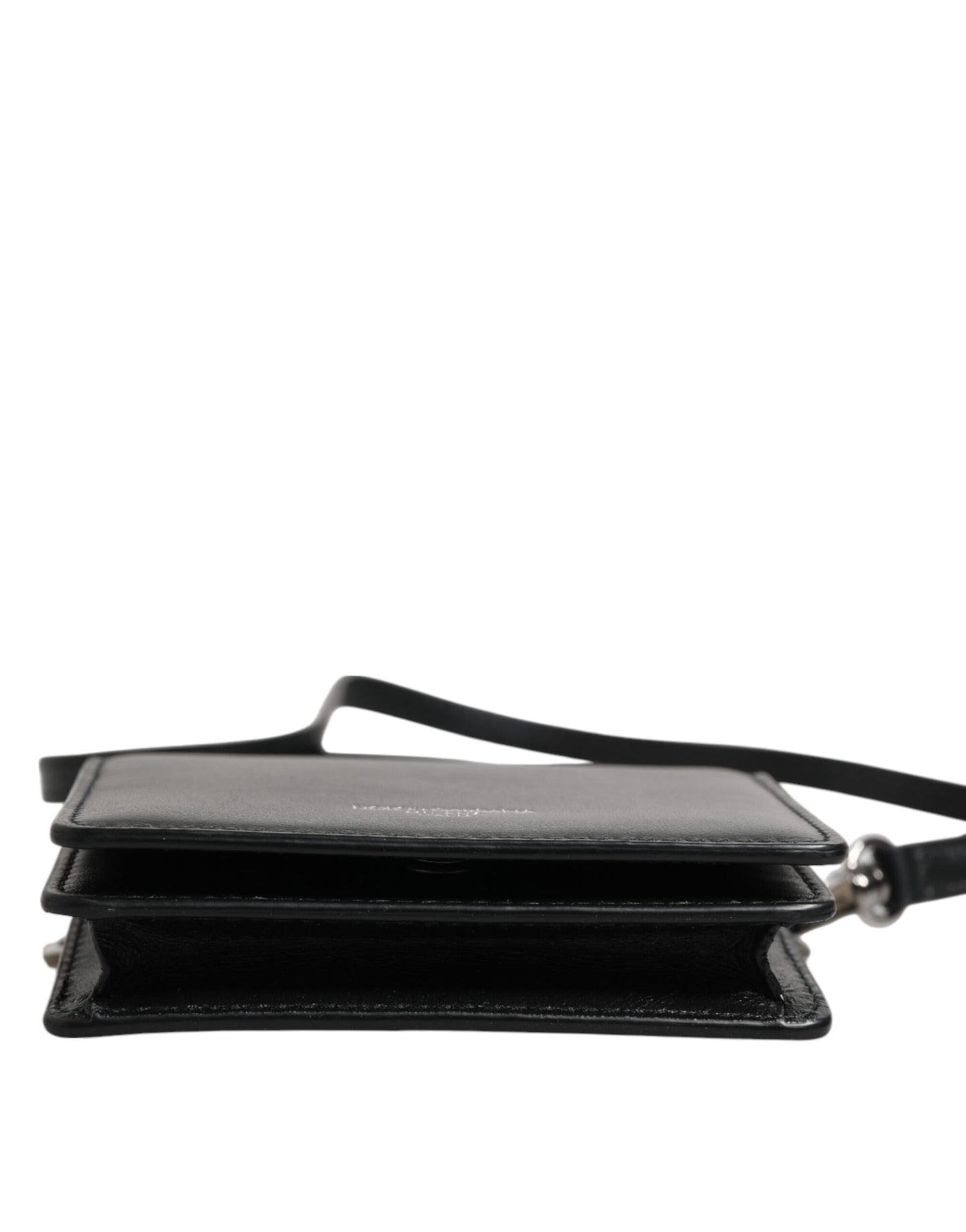 Dolce & Gabbana Black Leather Bifold Card Holder Crossbody Men Borse Bag Mens Wallet