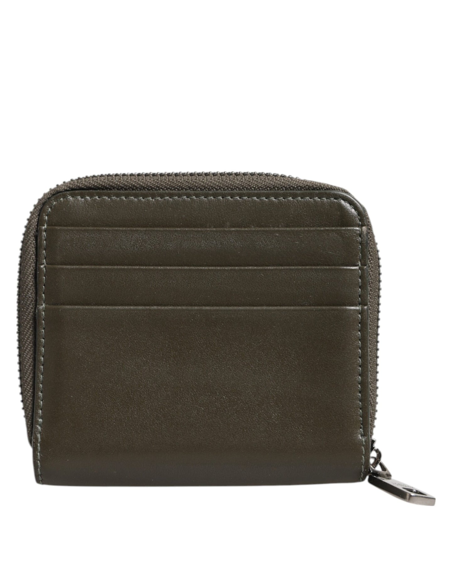 Dolce & Gabbana Brown Leather Logo Plaque Card Holder Coin Purse Wallet Mens Wallet