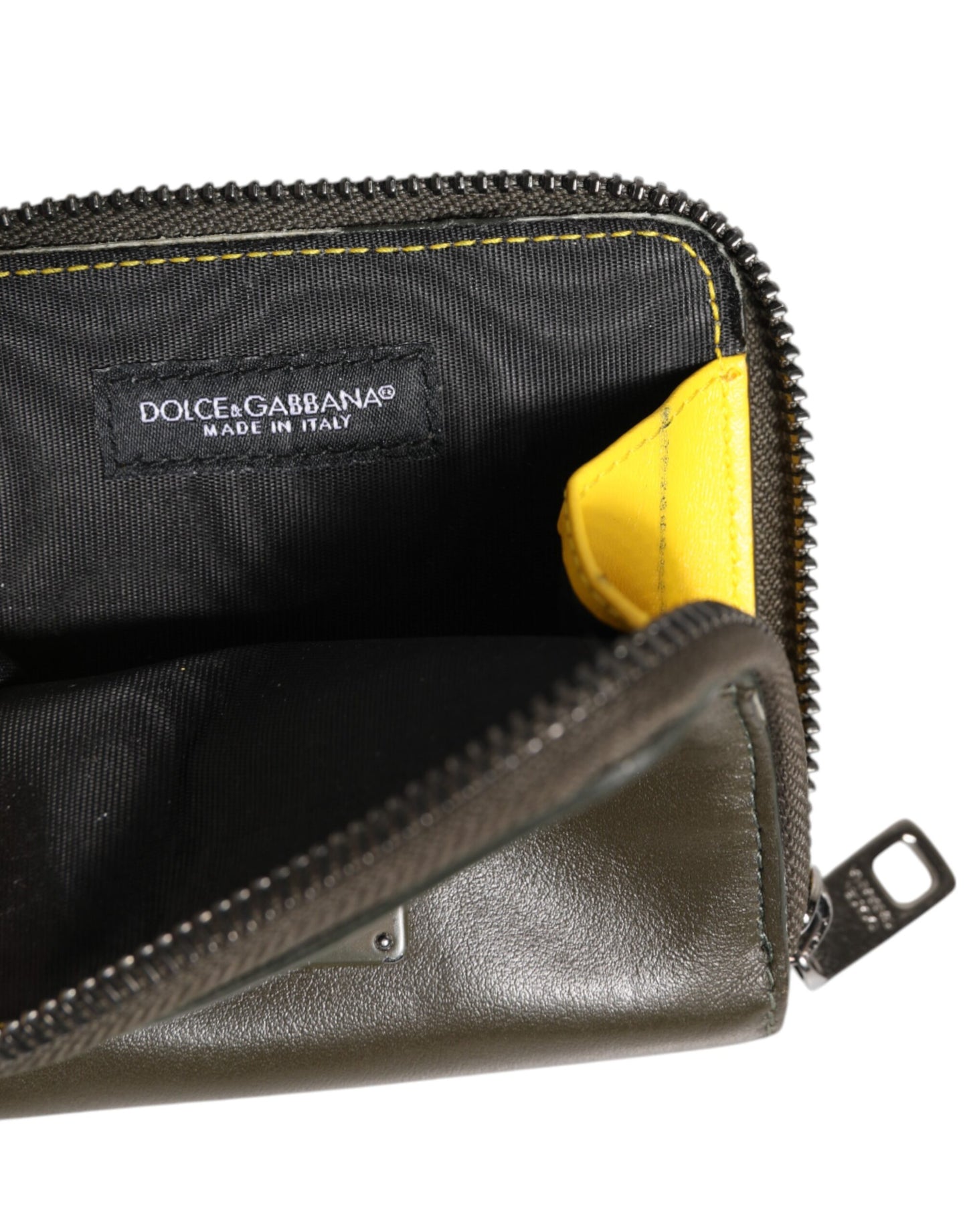 Dolce & Gabbana Brown Leather Logo Plaque Card Holder Coin Purse Wallet Mens Wallet
