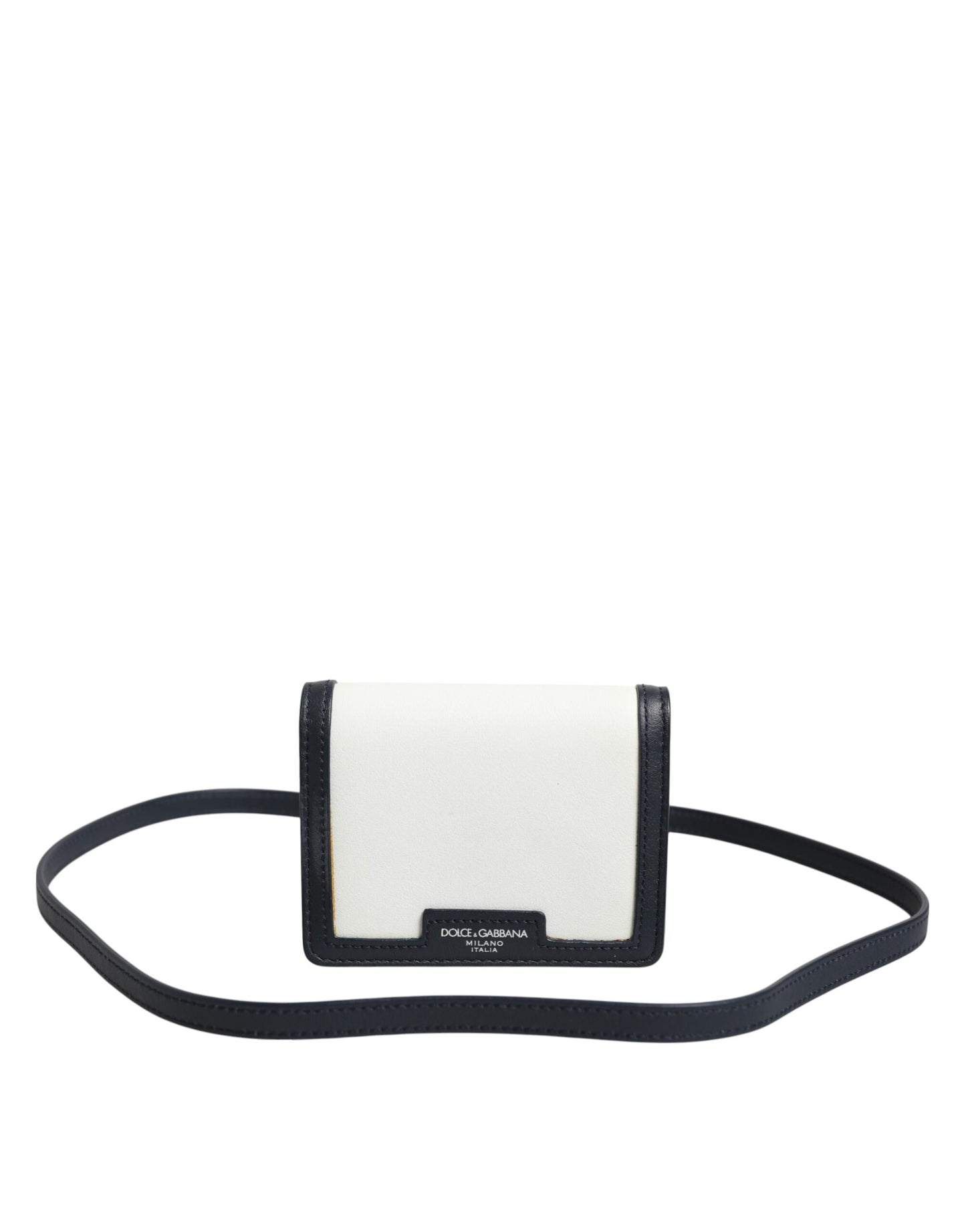 Dolce & Gabbana Beige Black Leather Card Holder Crossbody Men Borse Bag Mens Wallet