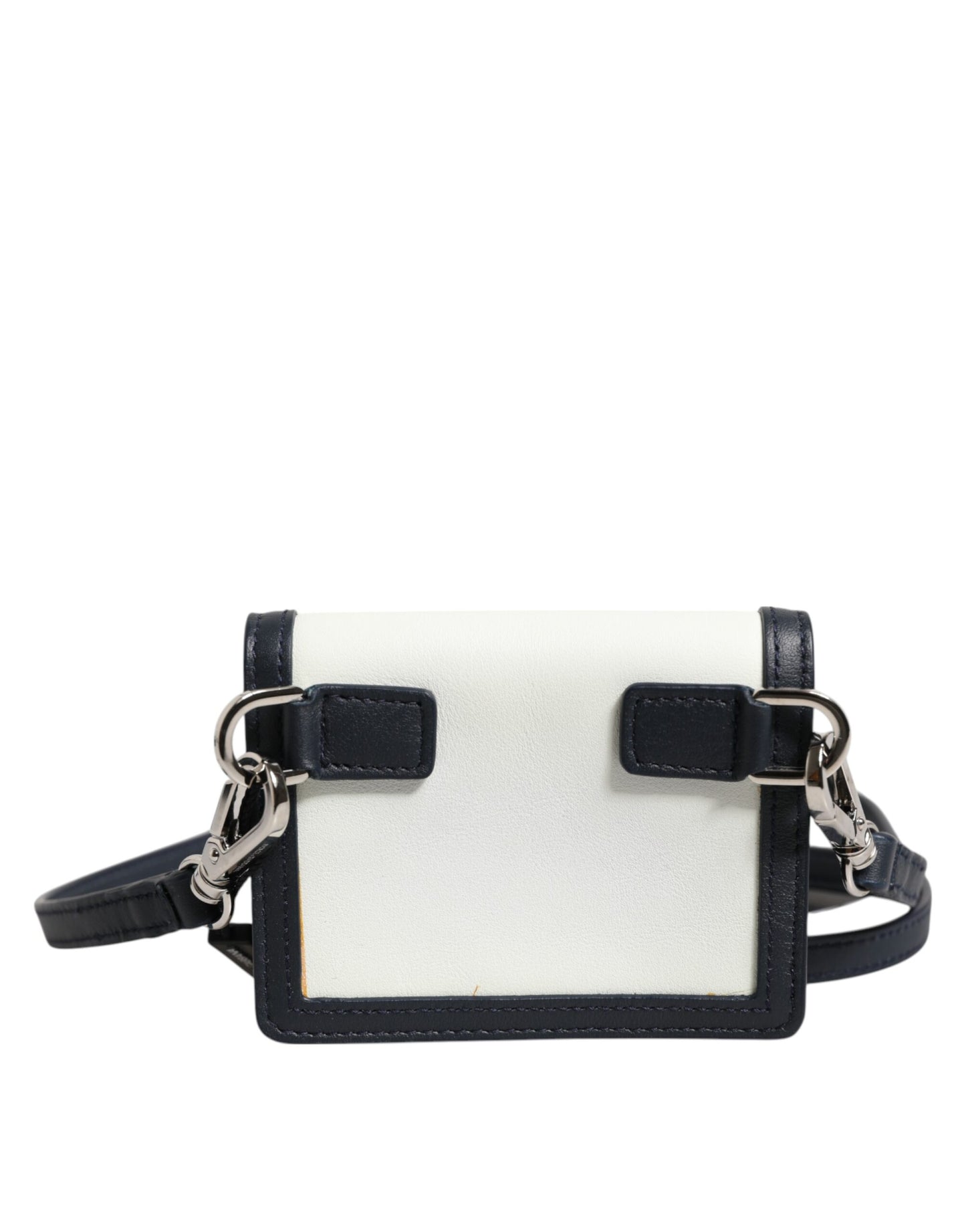 Dolce & Gabbana Beige Black Leather Card Holder Crossbody Men Borse Bag Mens Wallet