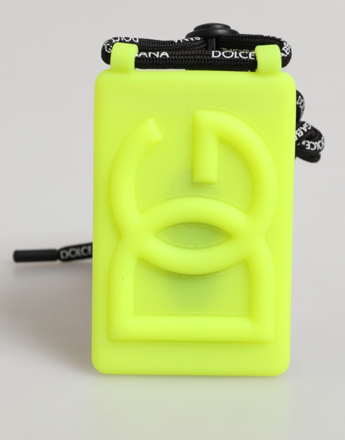 Dolce & Gabbana Yellow Green Rubber DG Embossed Adjustable Badge Holder Mens