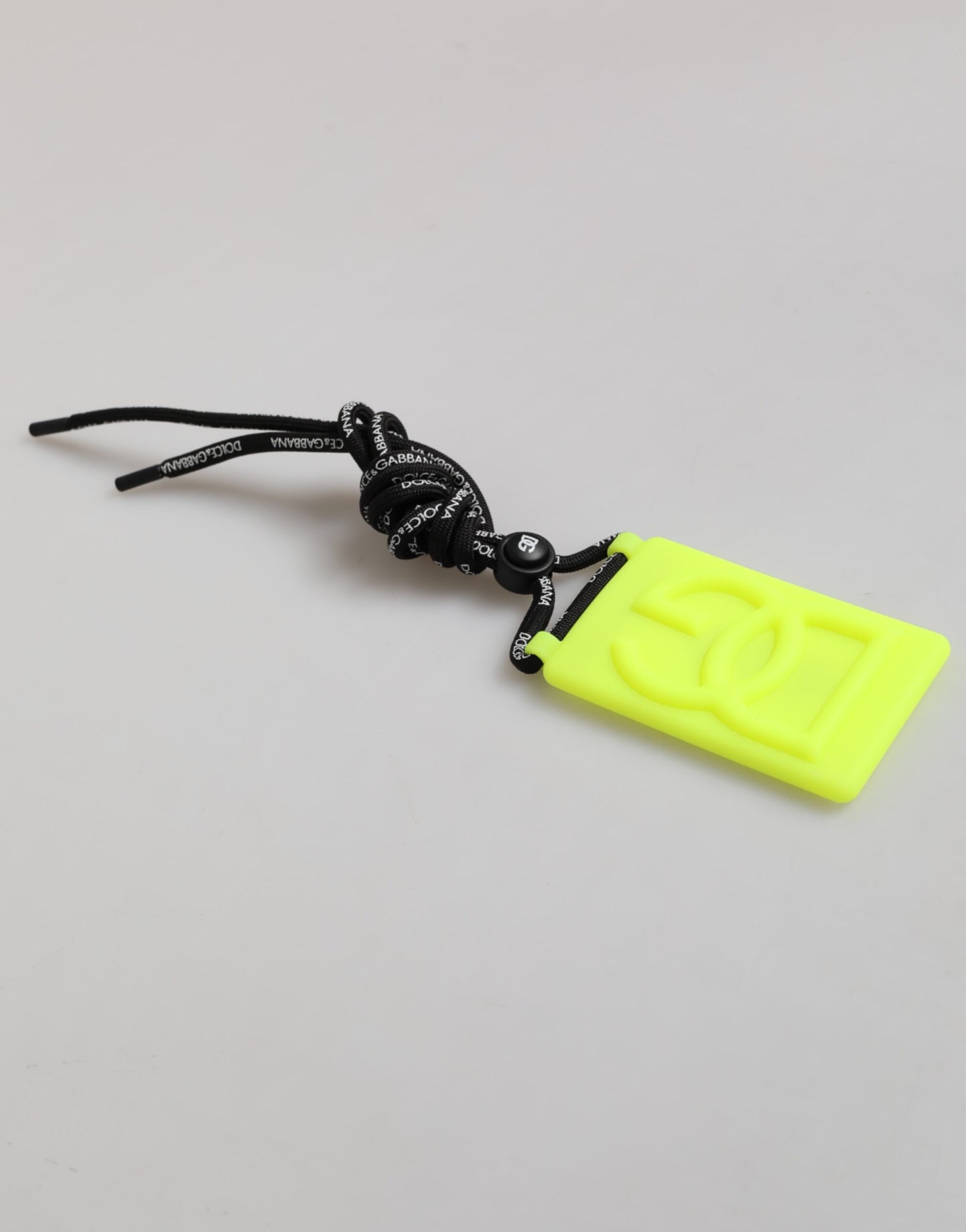 Dolce & Gabbana Yellow Green Rubber DG Embossed Adjustable Badge Holder Mens