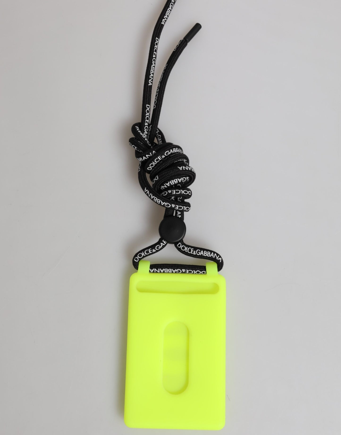 Dolce & Gabbana Yellow Green Rubber DG Embossed Adjustable Badge Holder Mens