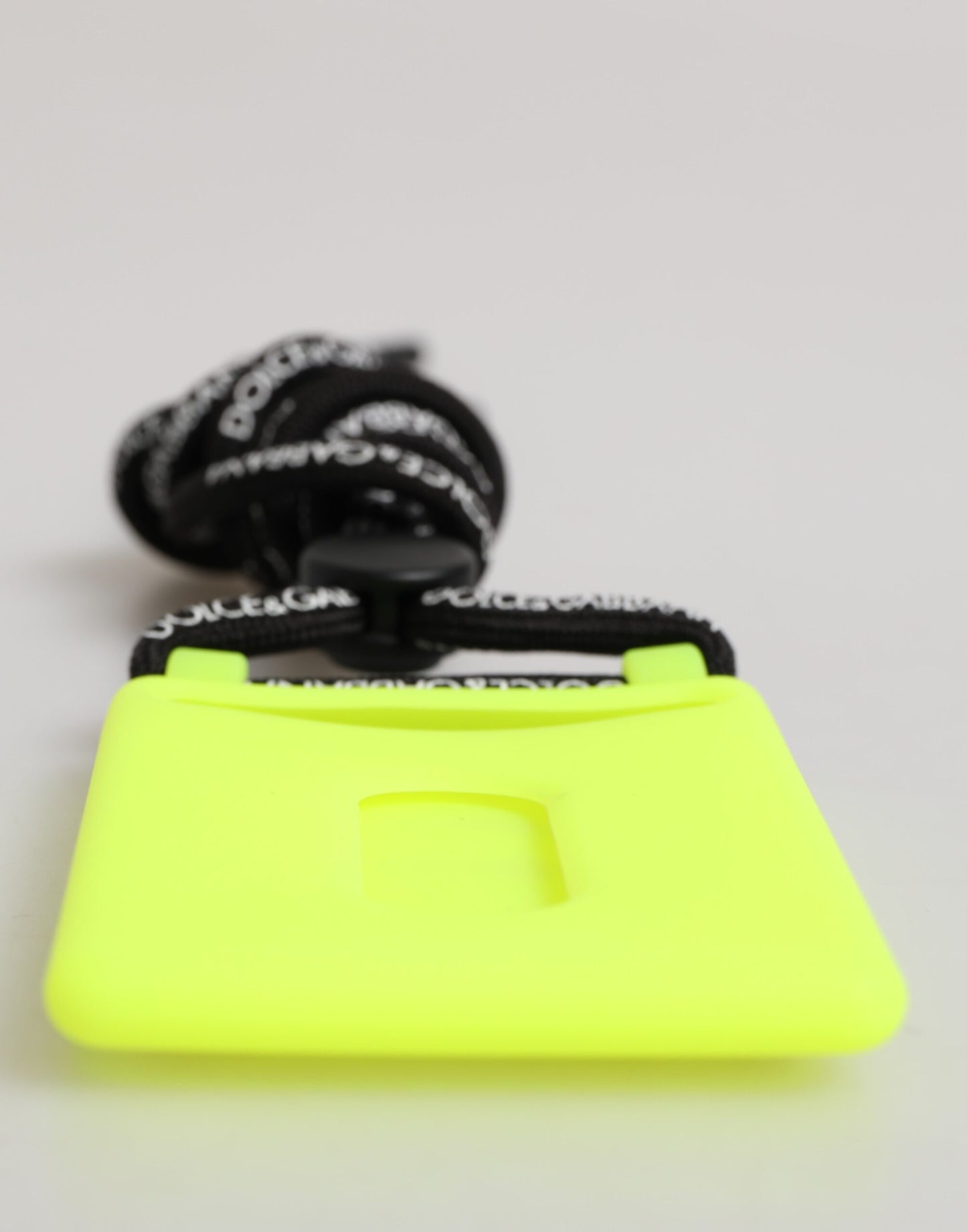 Dolce & Gabbana Yellow Green Rubber DG Embossed Adjustable Badge Holder Mens