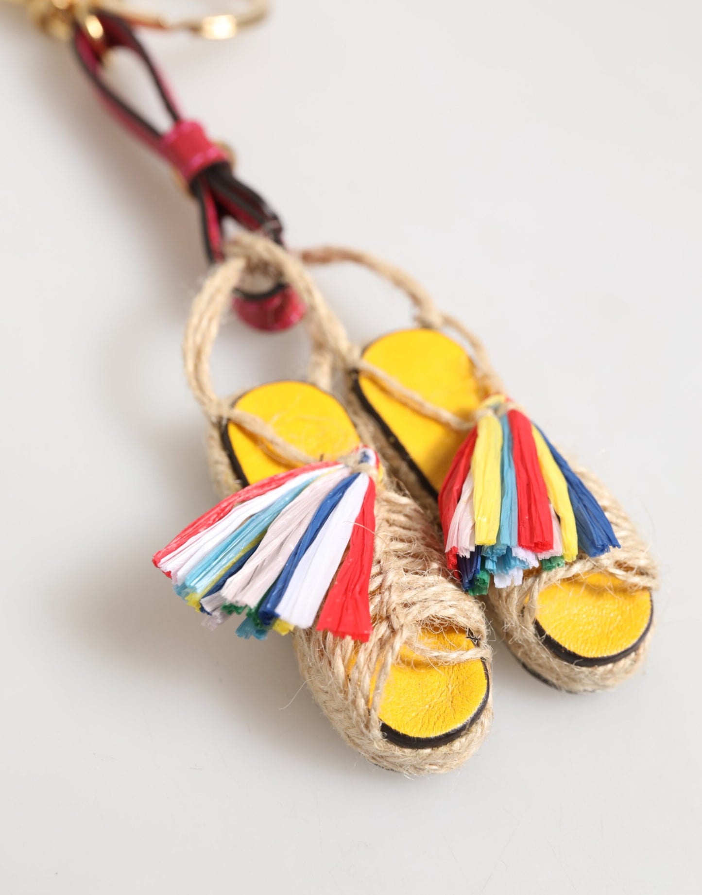 Dolce & Gabbana Red Yellow Mini Espadrille Style Charm Keychain Keyring Womens