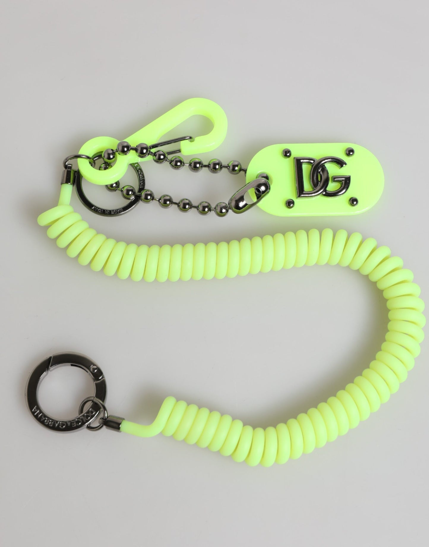 Dolce & Gabbana Green Springy Key Holder DG Logo Men's Keychain Keyring Womens