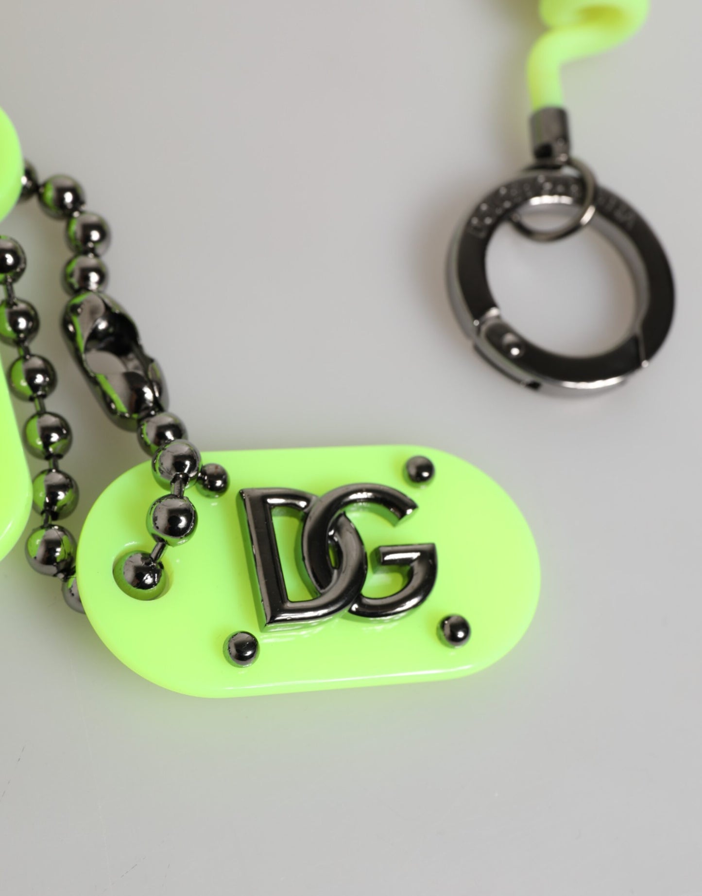 Dolce & Gabbana Green Springy Key Holder DG Logo Men's Keychain Keyring Womens