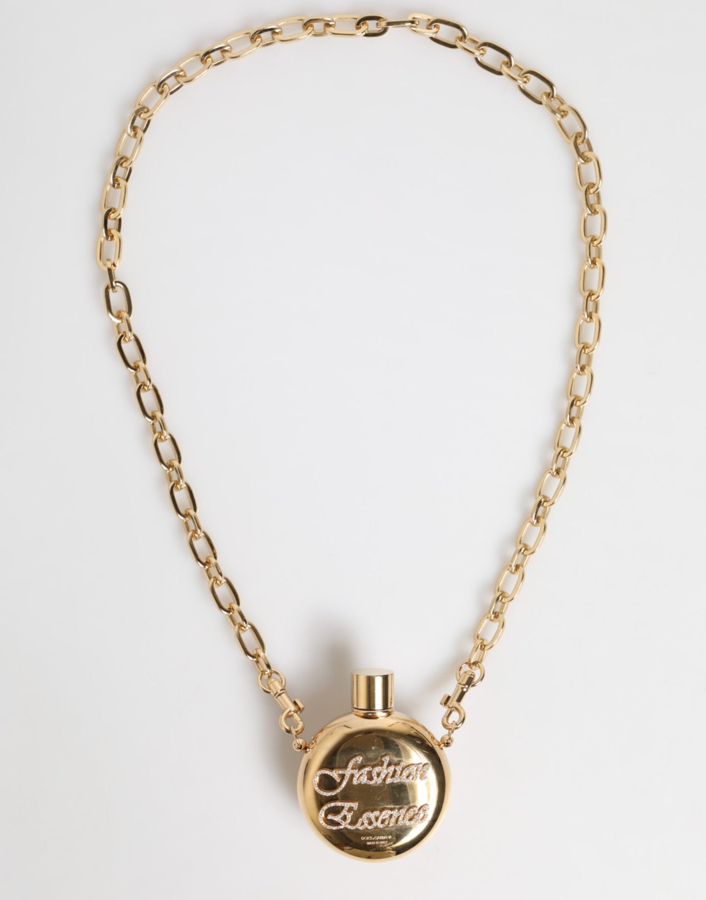 Dolce & Gabbana Gold Brass Rhinestone Devotion Charm Pendant Necklace Womens Necklace