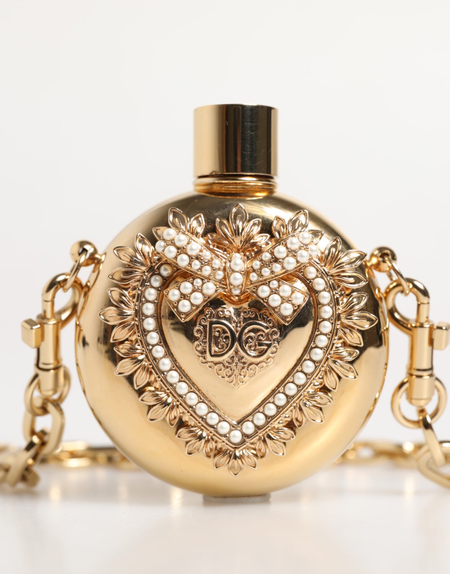 Dolce & Gabbana Gold Brass Rhinestone Devotion Charm Pendant Necklace Womens Necklace