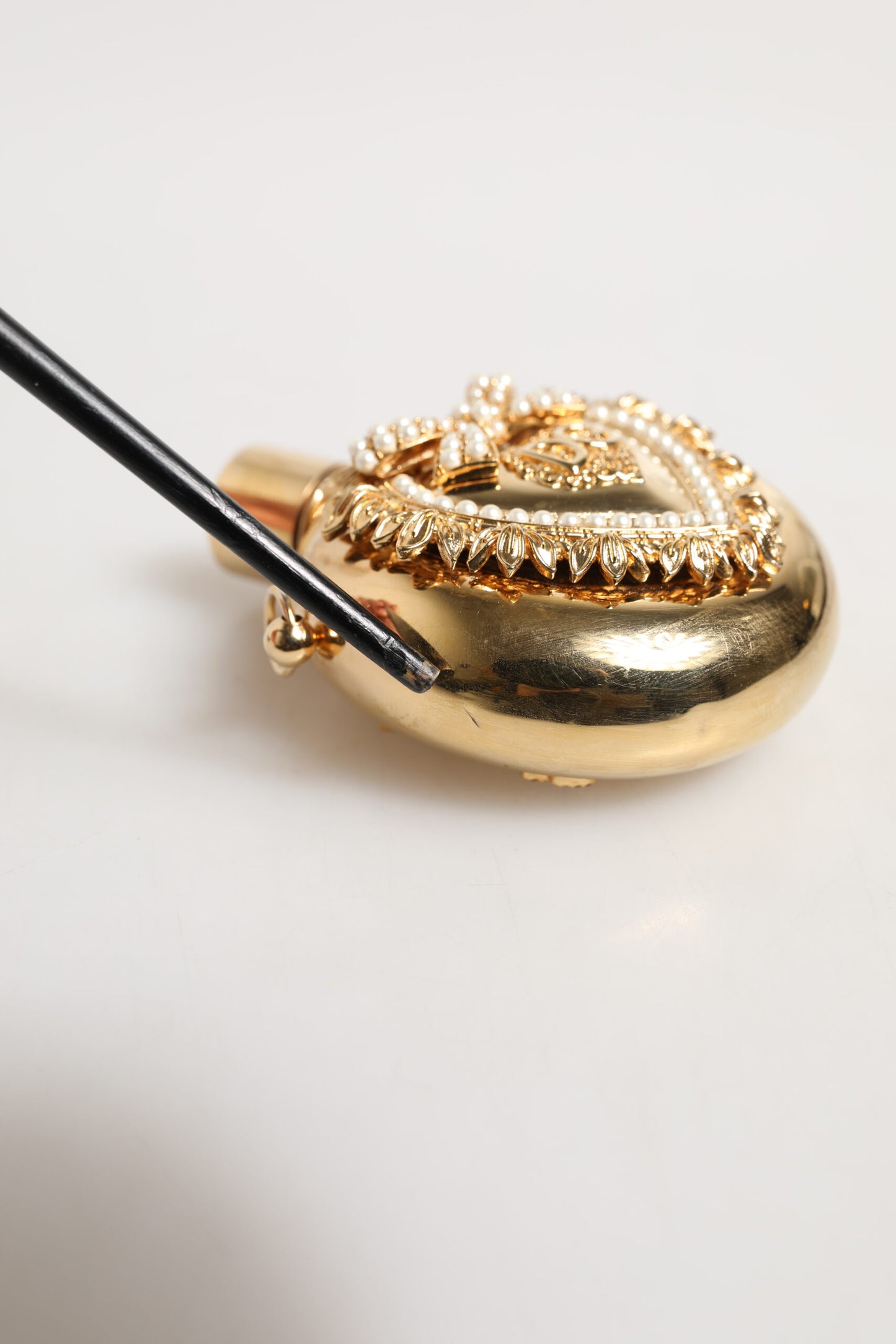 Dolce & Gabbana Gold Brass Rhinestone Devotion Charm Pendant Necklace Womens Necklace
