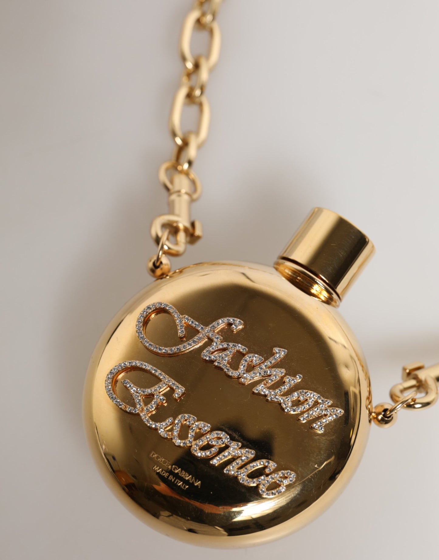 Dolce & Gabbana Gold Brass Rhinestone Devotion Charm Pendant Necklace Womens Necklace
