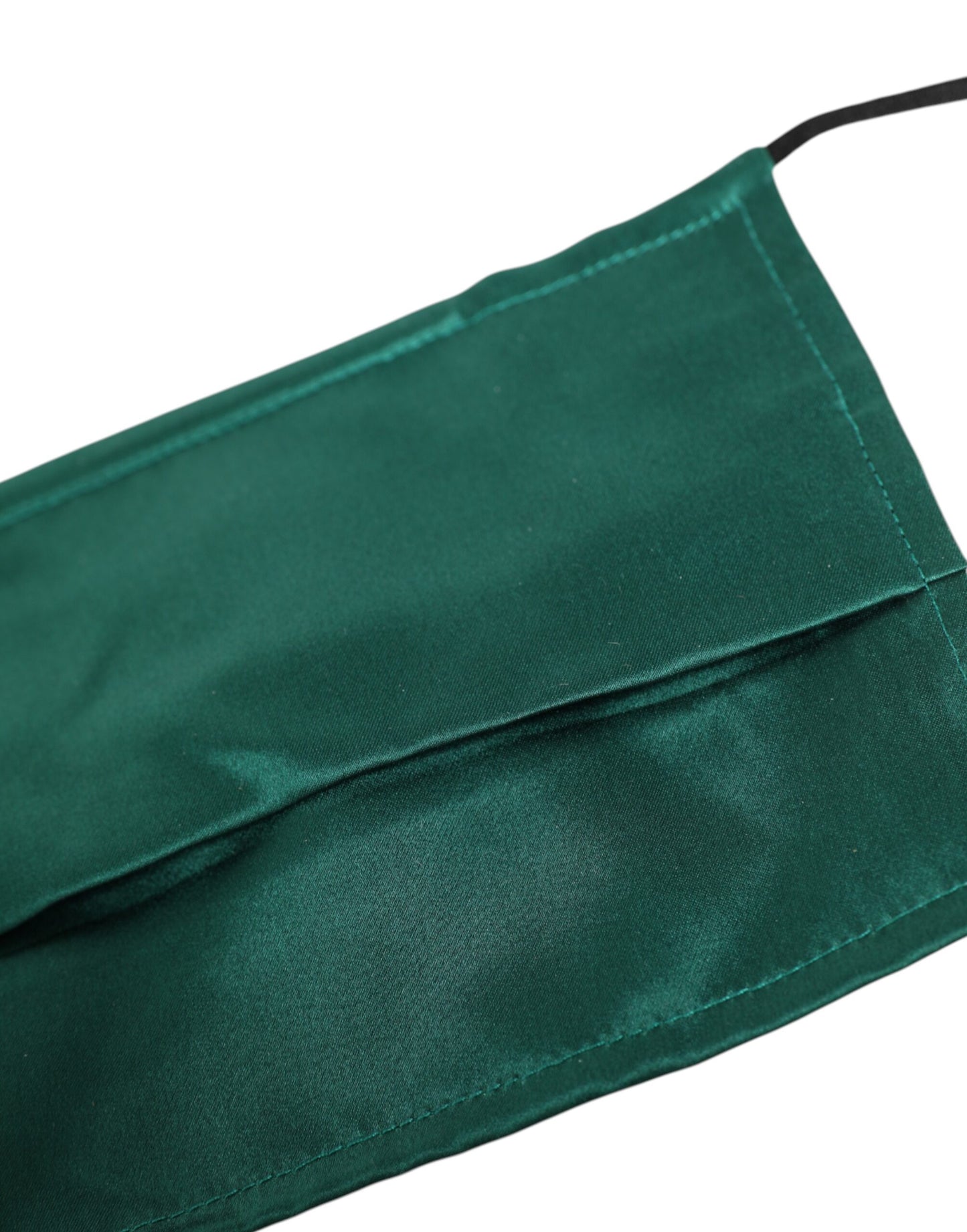 Dolce & Gabbana Green Silk Pleated Elastic Ear Strap Face Mask Mens Womens