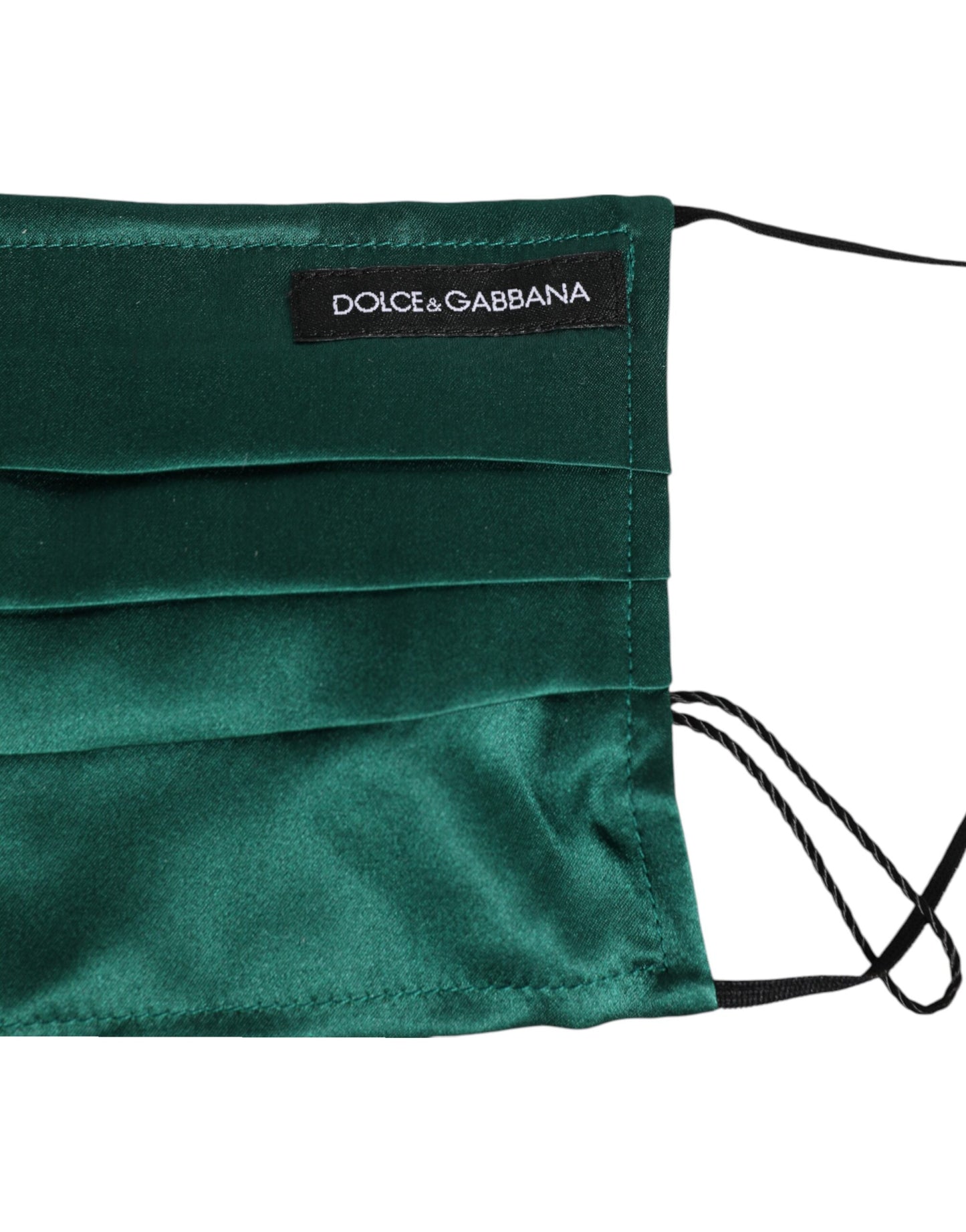 Dolce & Gabbana Green Silk Pleated Elastic Ear Strap Face Mask Mens Womens