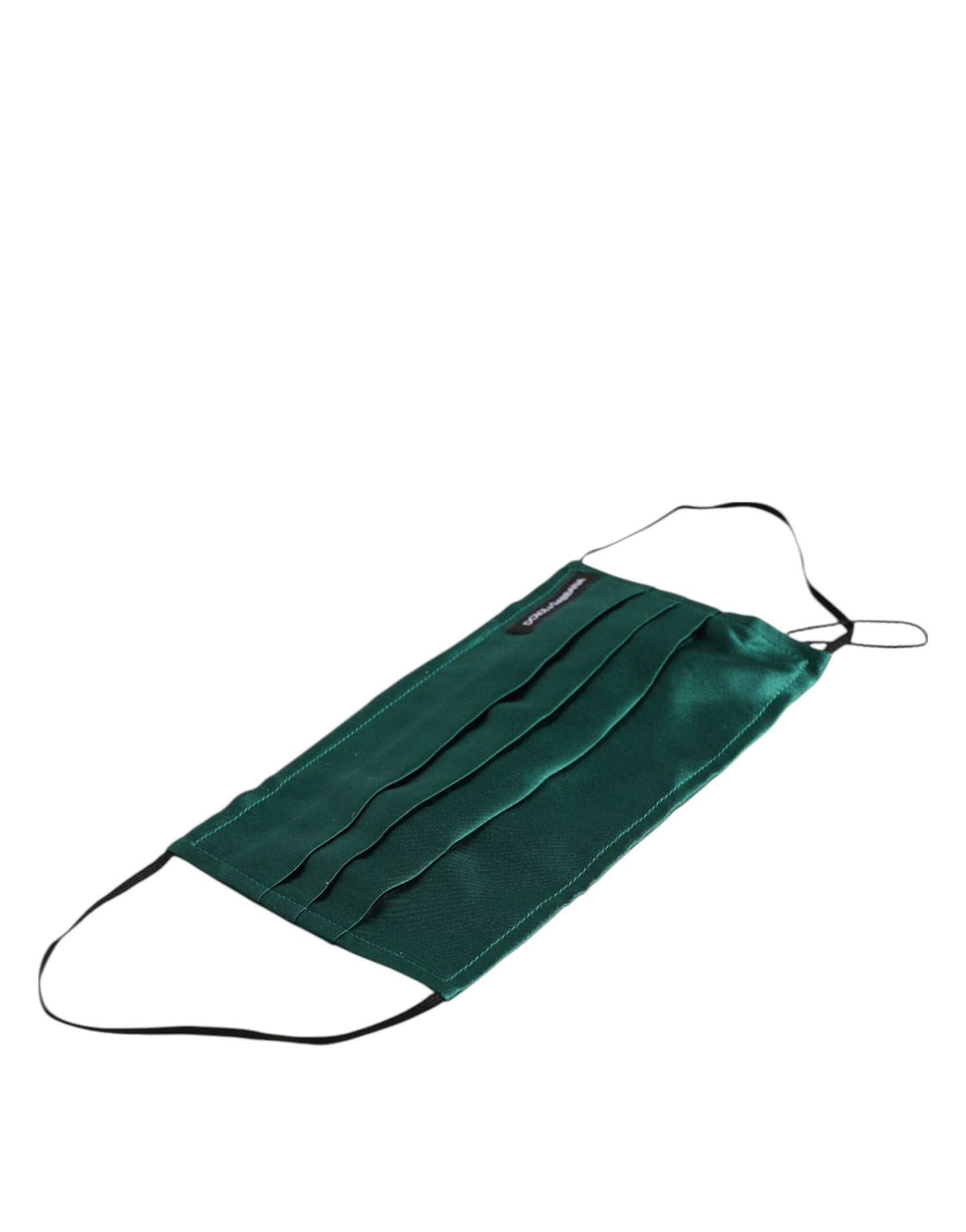 Dolce & Gabbana Green Silk Pleated Elastic Ear Strap Face Mask Mens Womens