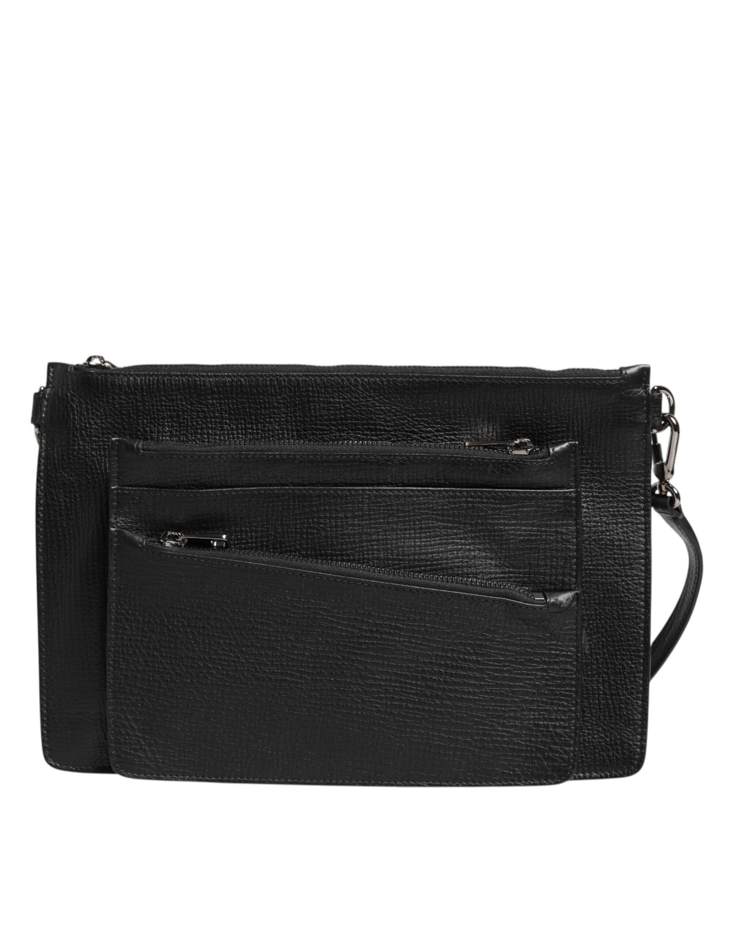 Dolce & Gabbana Black Palmellato Leather Logo Plaque Shoulder Borse Bag Mens Shoulder Bag