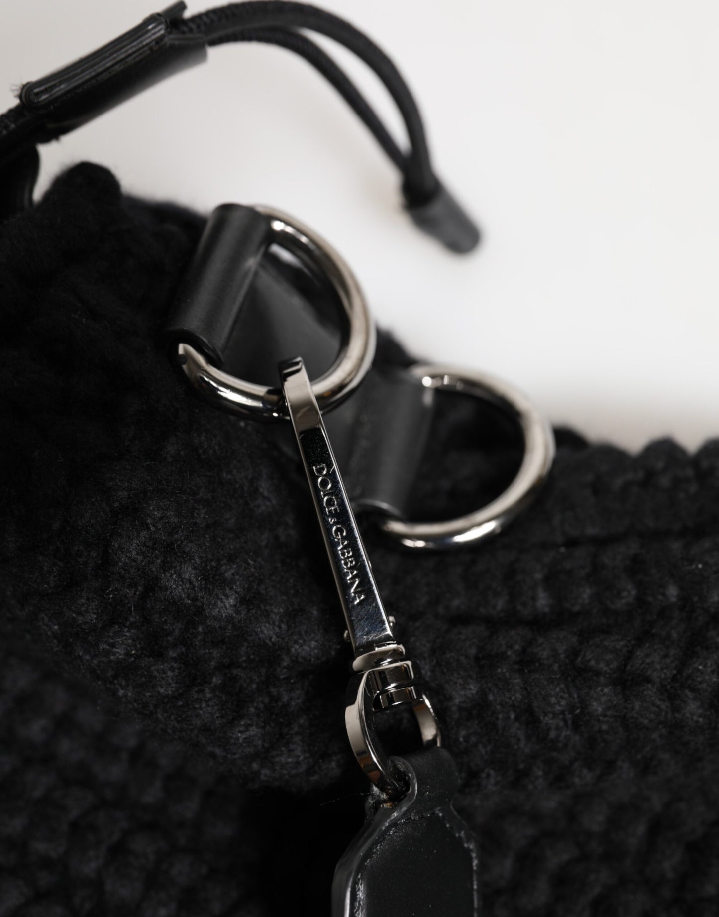 Dolce & Gabbana Black Cashmere Knitted Leather Shoulder Women Borse Bag Womens Shoulder Bag