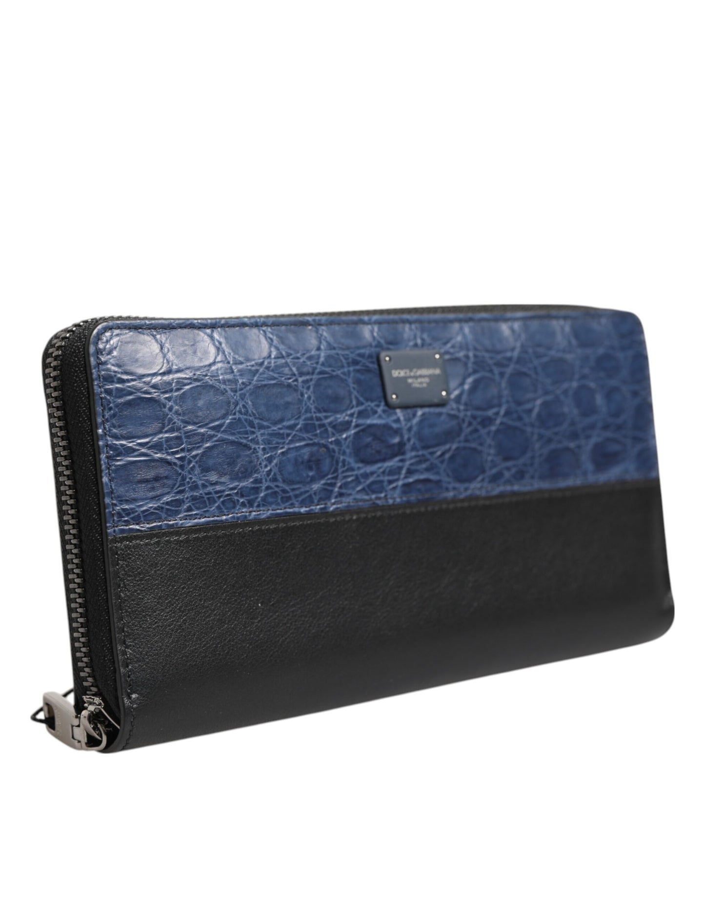Dolce & Gabbana Black Blue Exotic Leather Men Continental Clutch Wallet Mens Wallet