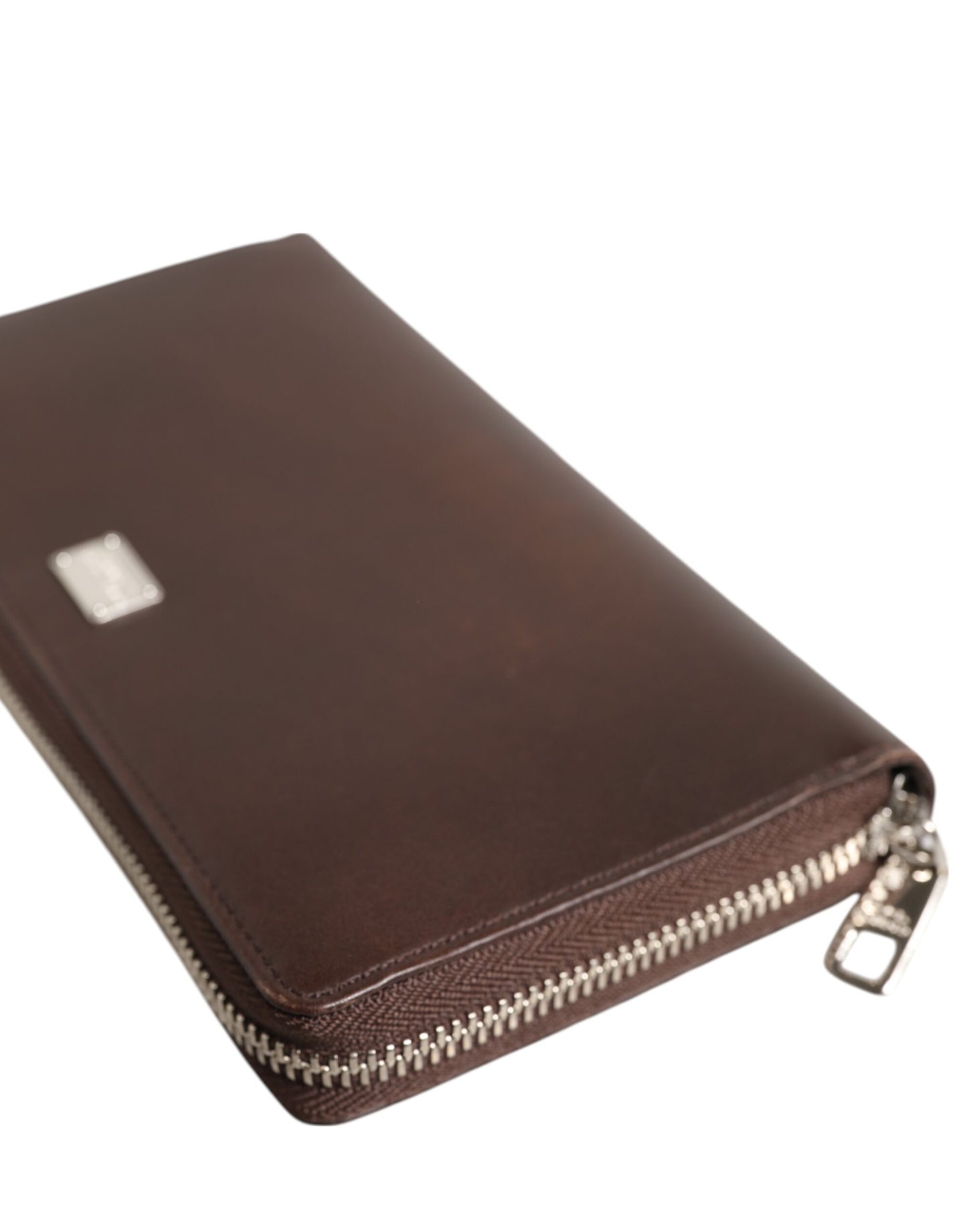 Dolce & Gabbana Brown Calfskin Leather Logo Zip Around Continental Wallet Mens Wallet