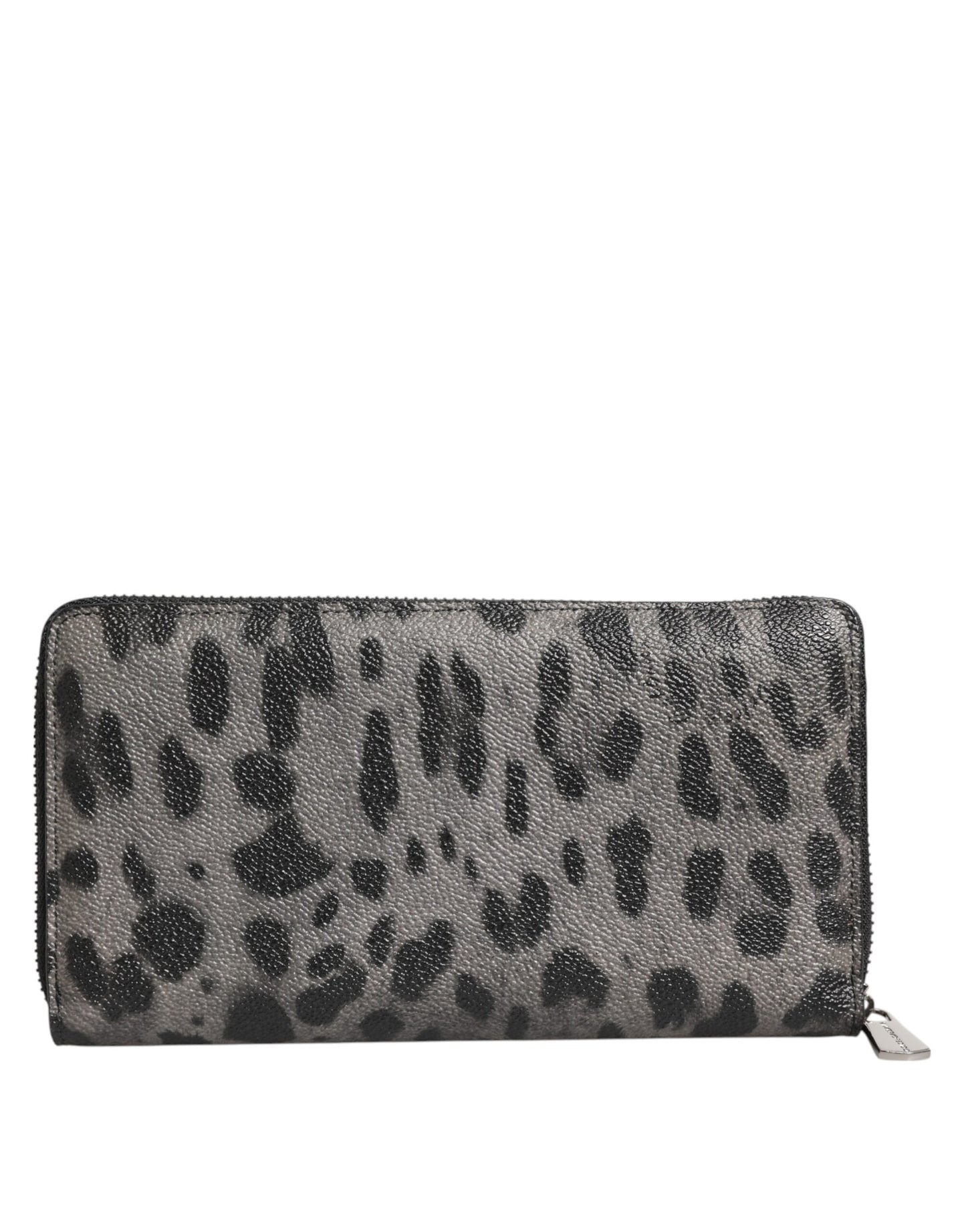 Dolce & Gabbana Black Gray Leopard Leather Zip Around Continental Wallet Mens Wallet