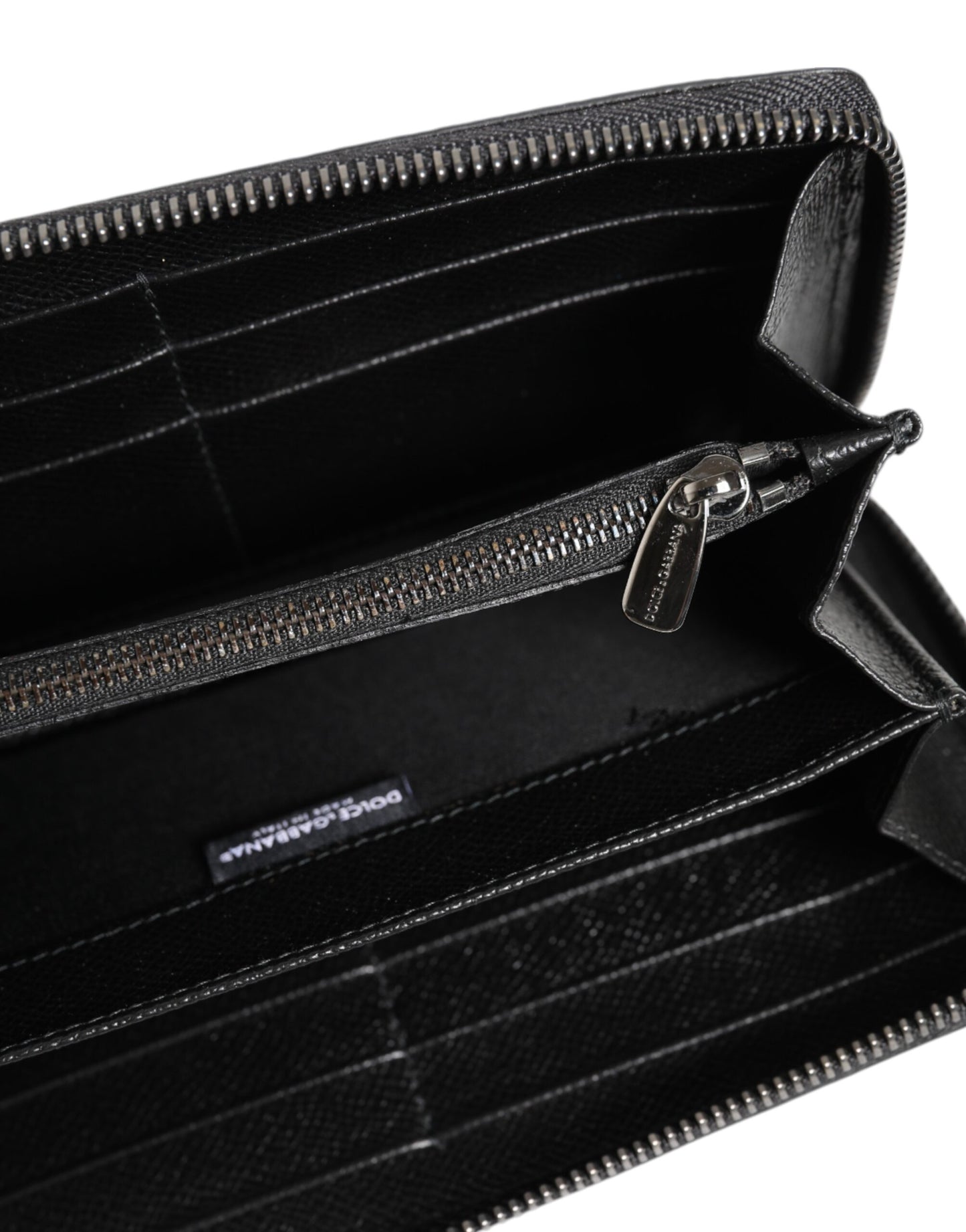 Dolce & Gabbana Black Gray Leopard Leather Zip Around Continental Wallet Mens Wallet