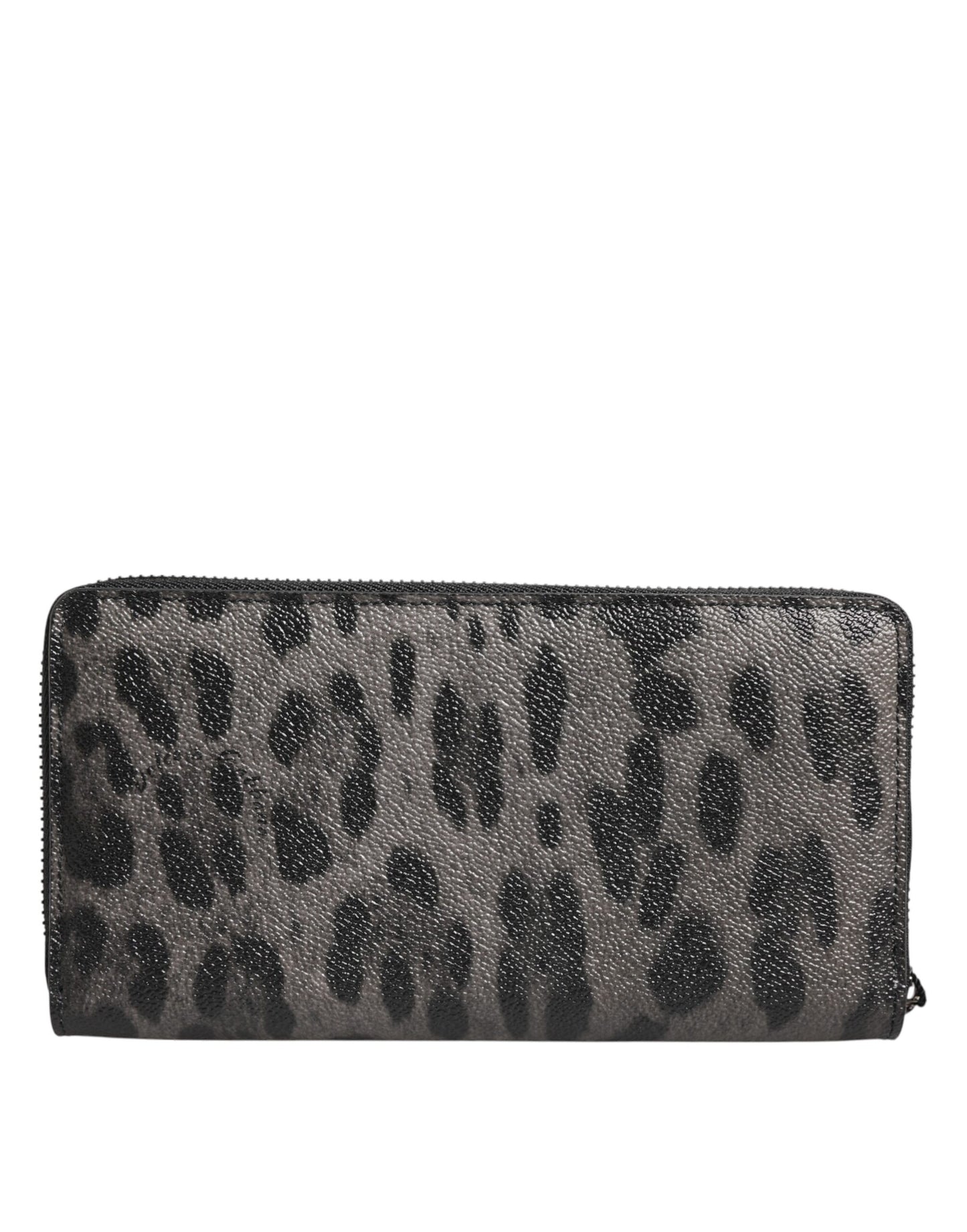 Dolce & Gabbana Black Gray Leopard Leather Zip Around Continental Wallet Mens Wallet