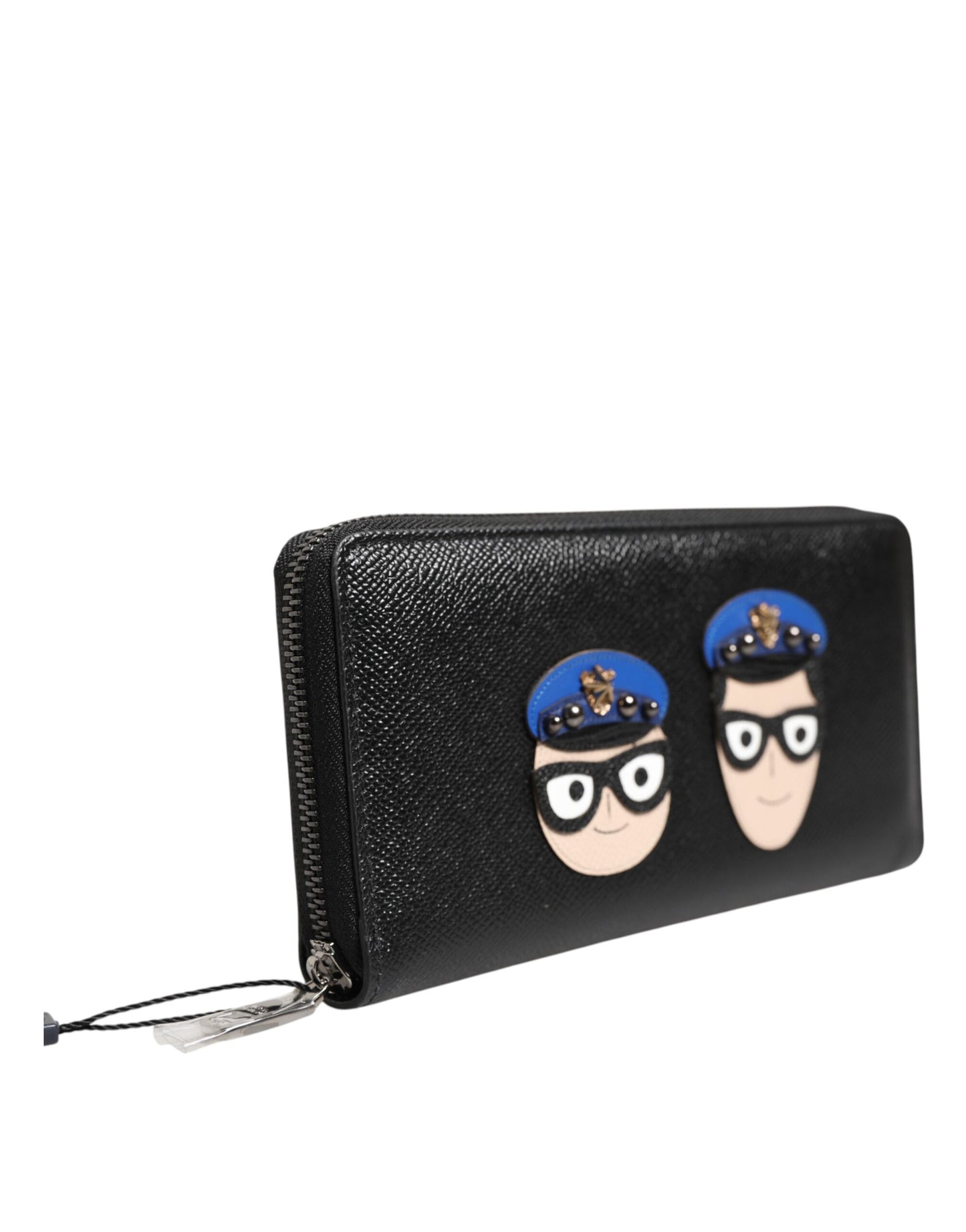 Dolce & Gabbana Black Leather #DGFAMILY Zipper Continental Mens Wallet Mens Wallet