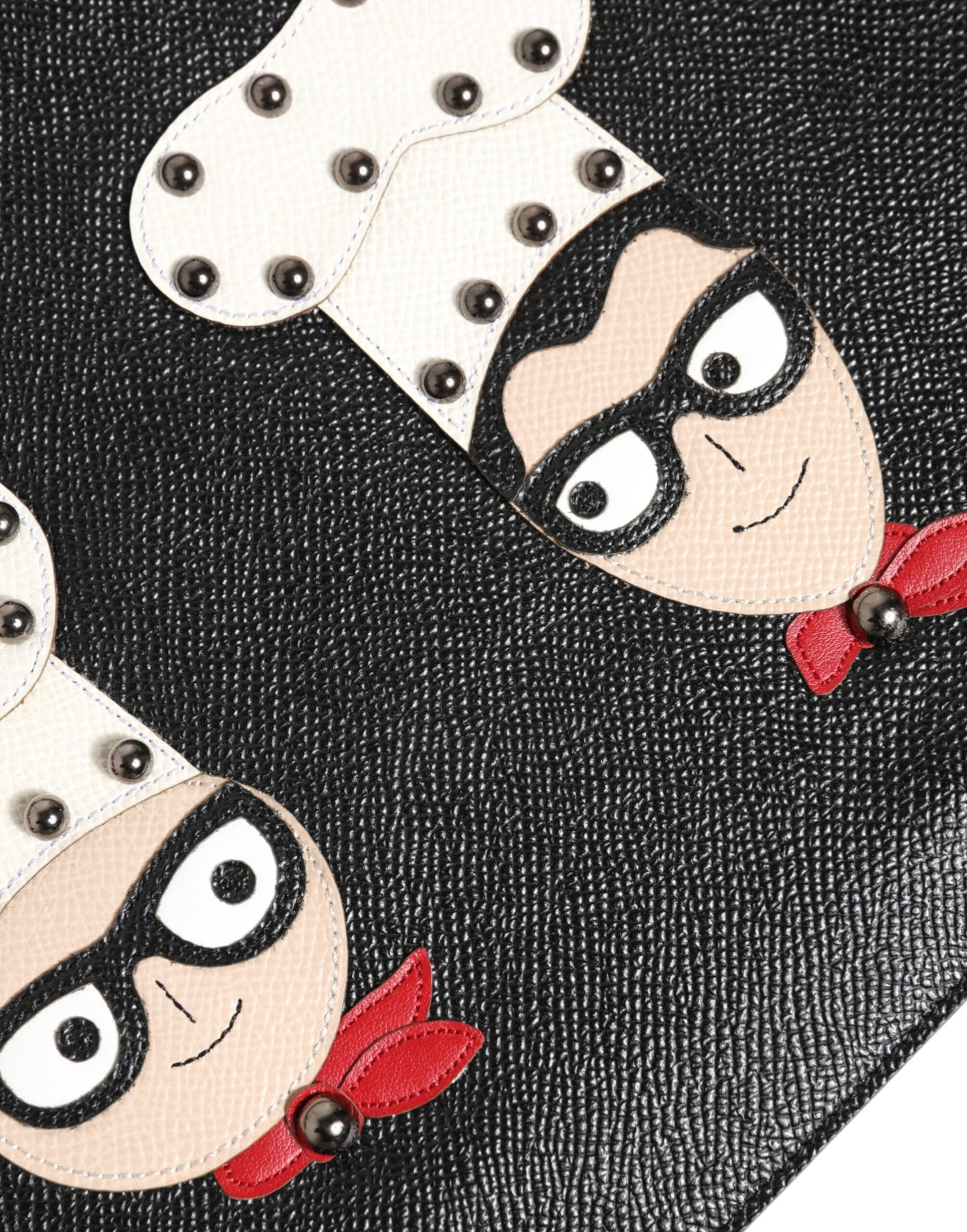 Dolce & Gabbana Black Leather #DGFAMILY Embellished Men Clutch Pouch Bag Mens Clutch Bag