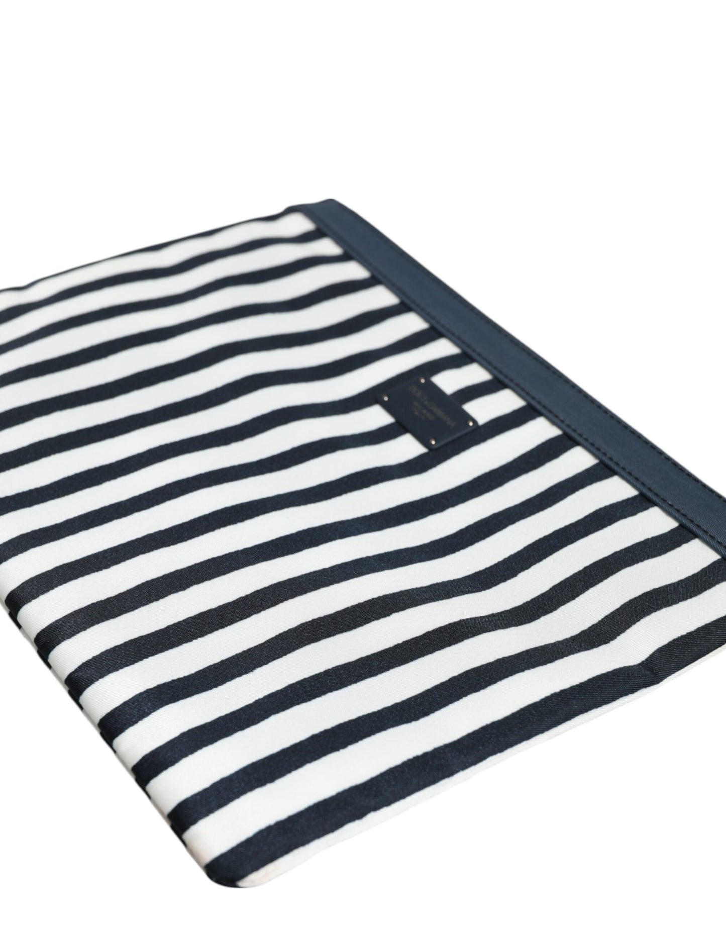 Dolce & Gabbana Black White Striped Logo Plaque Clutch Pouch Bag Mens Clutch Bag