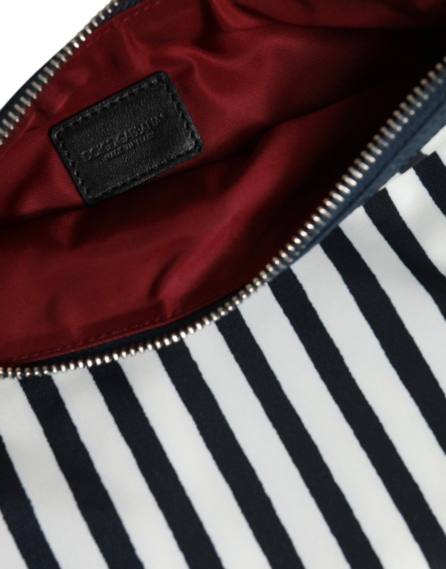 Dolce & Gabbana Black White Striped Logo Plaque Clutch Pouch Bag Mens Clutch Bag