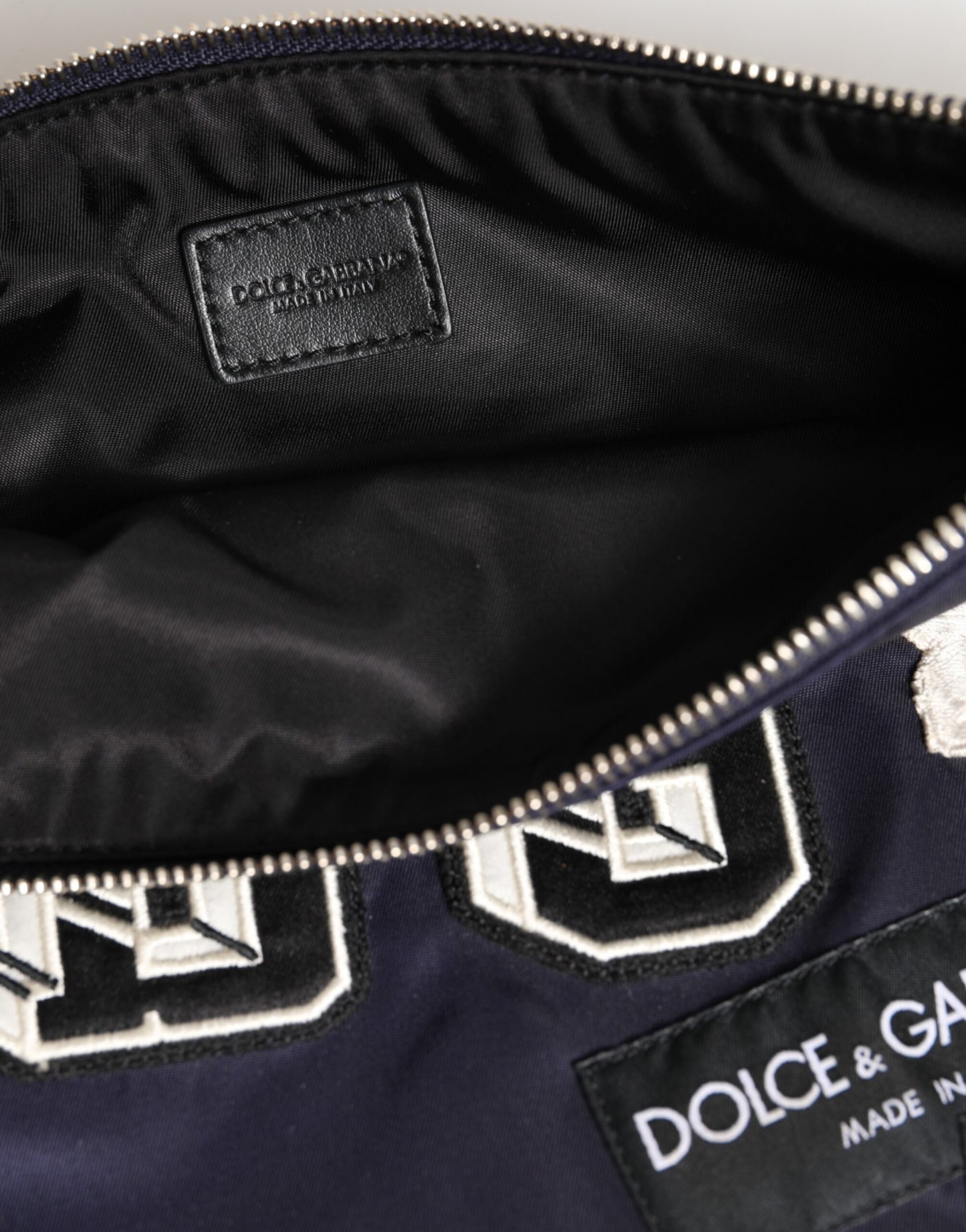 Dolce & Gabbana Blue DG Logo Patch Embellished Pouch Clutch Men Borse Bag Mens Clutch Bag