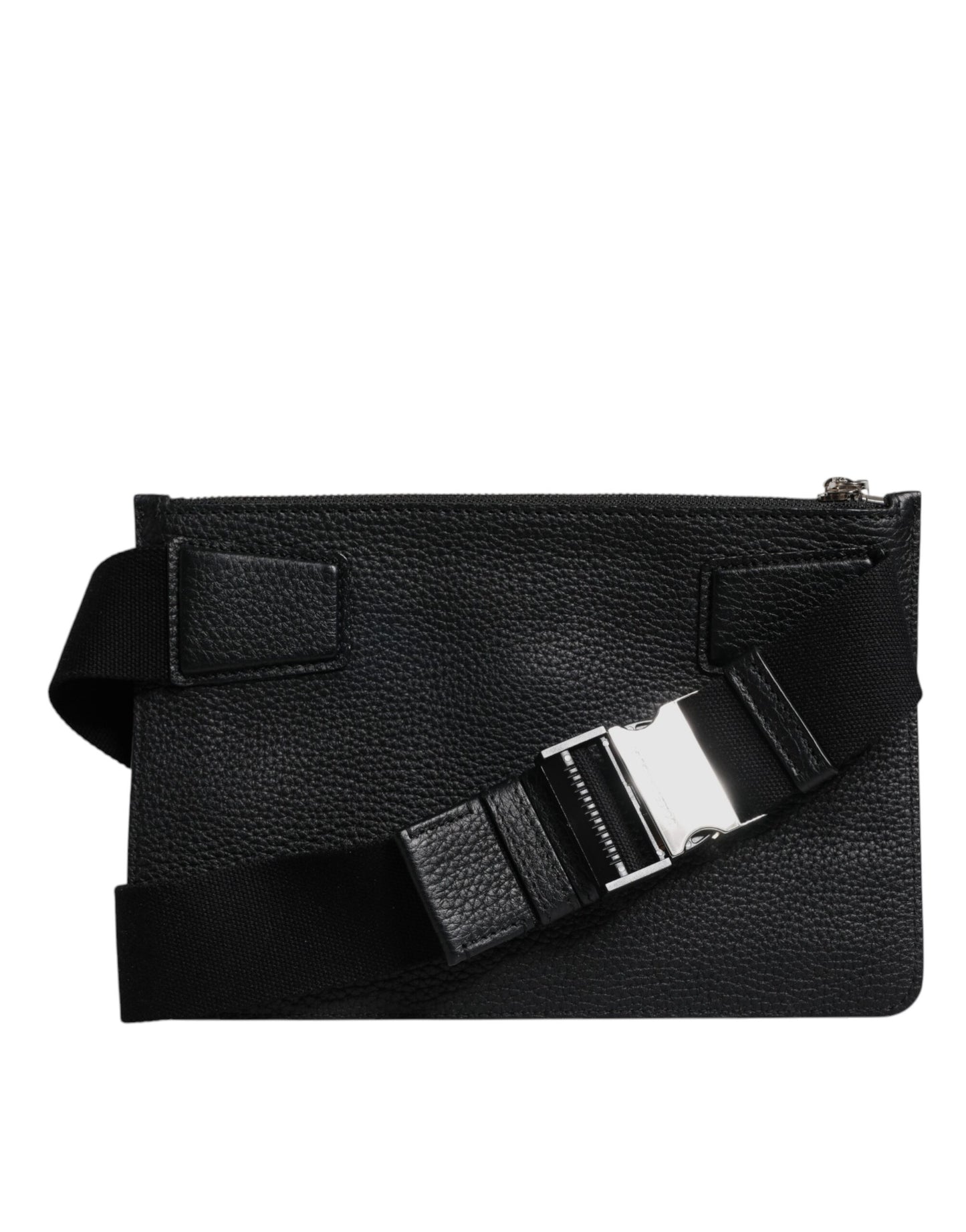 Dolce & Gabbana Black Leather Logo Embossed Waist Fanny Pack Borse Bag Mens Clutch Bag