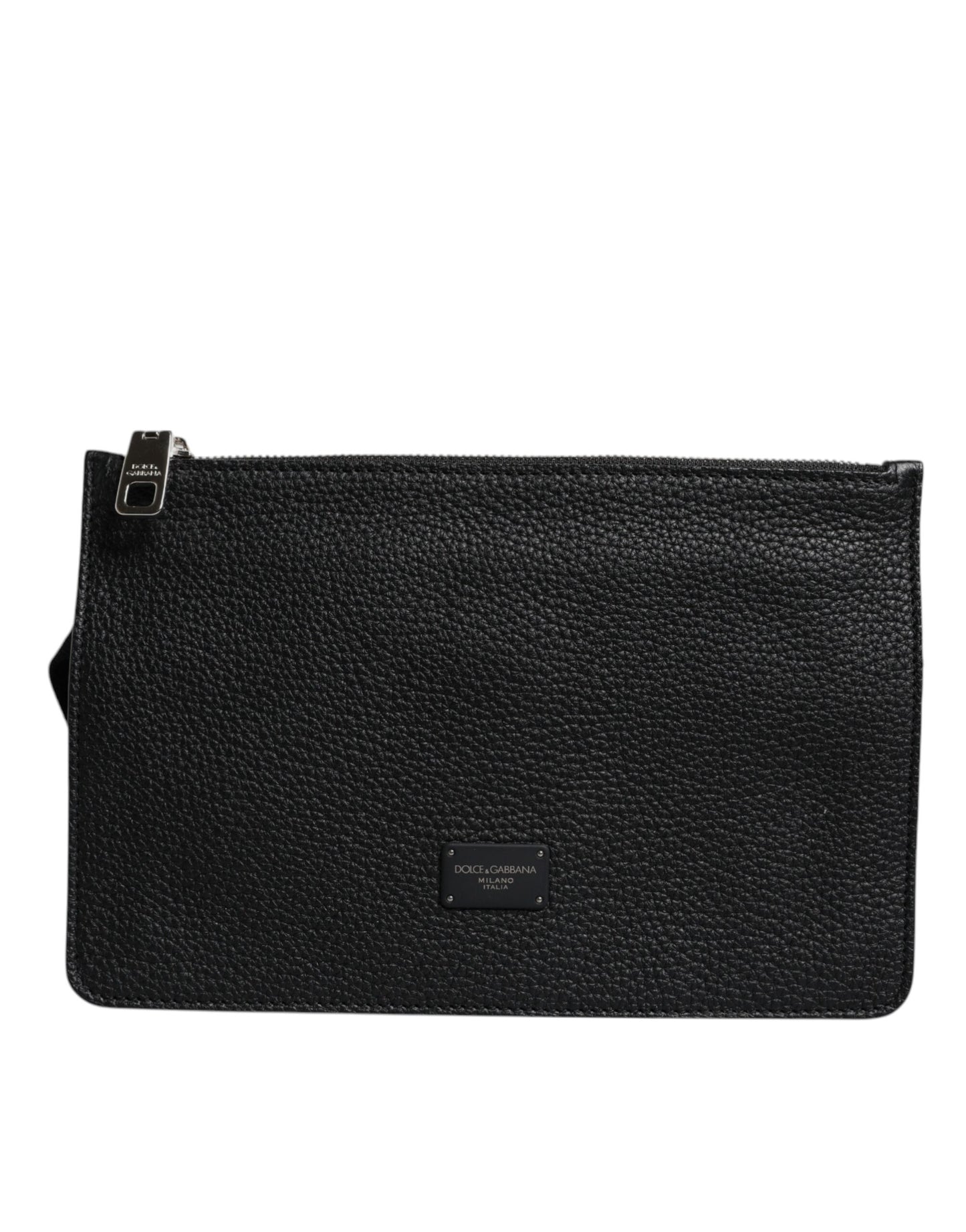 Dolce & Gabbana Black Leather Logo Embossed Waist Fanny Pack Borse Bag Mens Clutch Bag